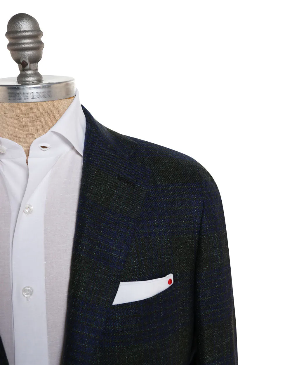 Olive and Blue Cashmere Blend Plaid Sportcoat