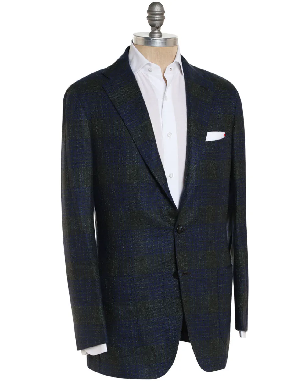 Olive and Blue Cashmere Blend Plaid Sportcoat