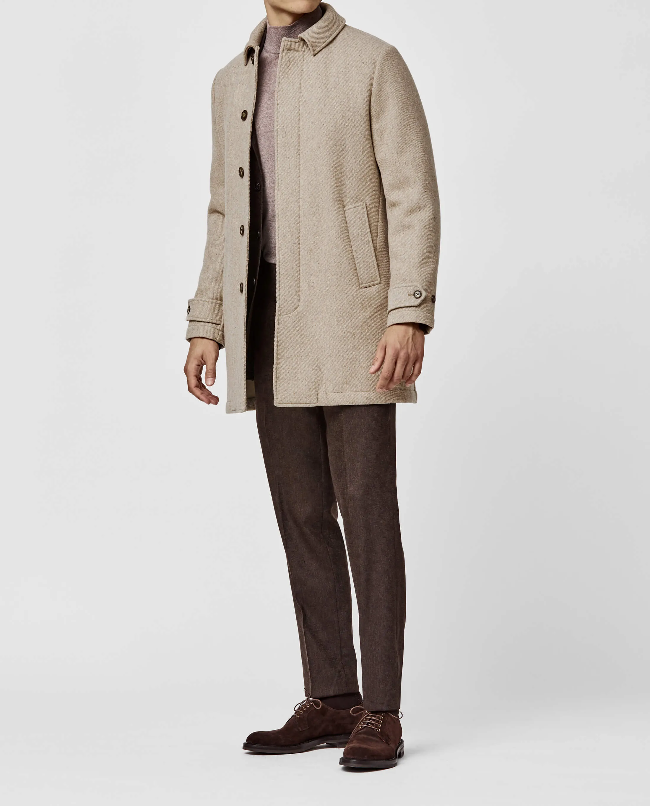 Olmetex Sand Water Repellent Bonded Wool Blend Heavy Twill