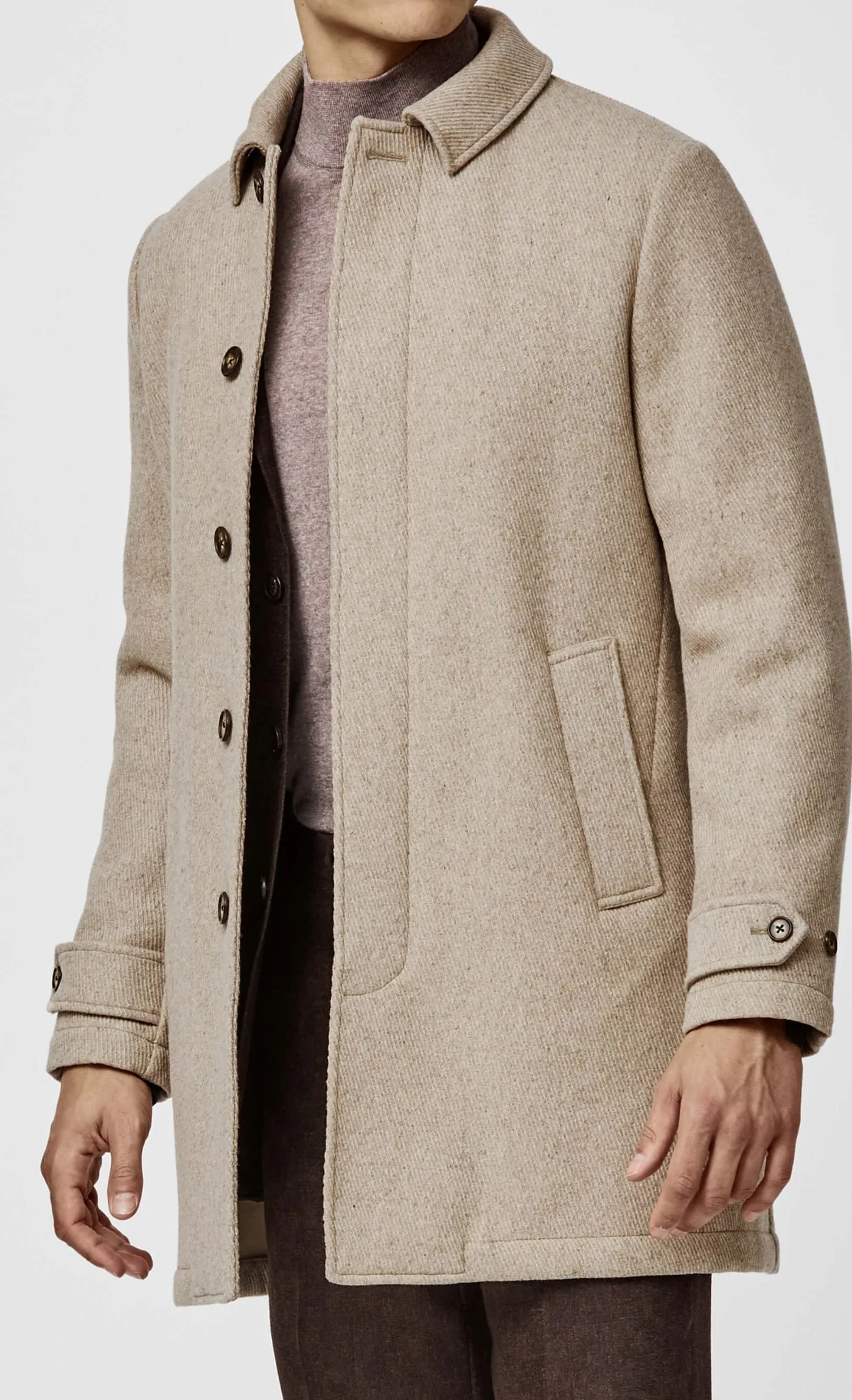 Olmetex Sand Water Repellent Bonded Wool Blend Heavy Twill