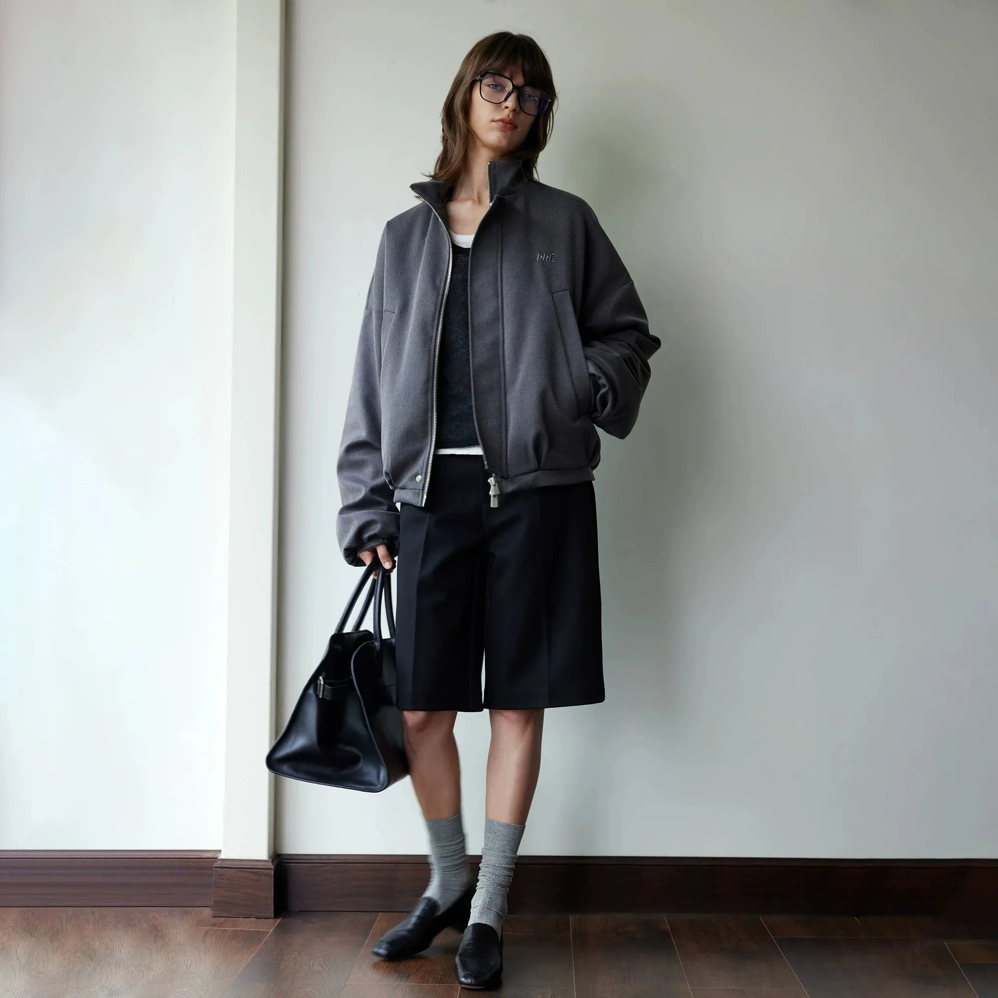 Oversized Grey Zip-Up Jacket