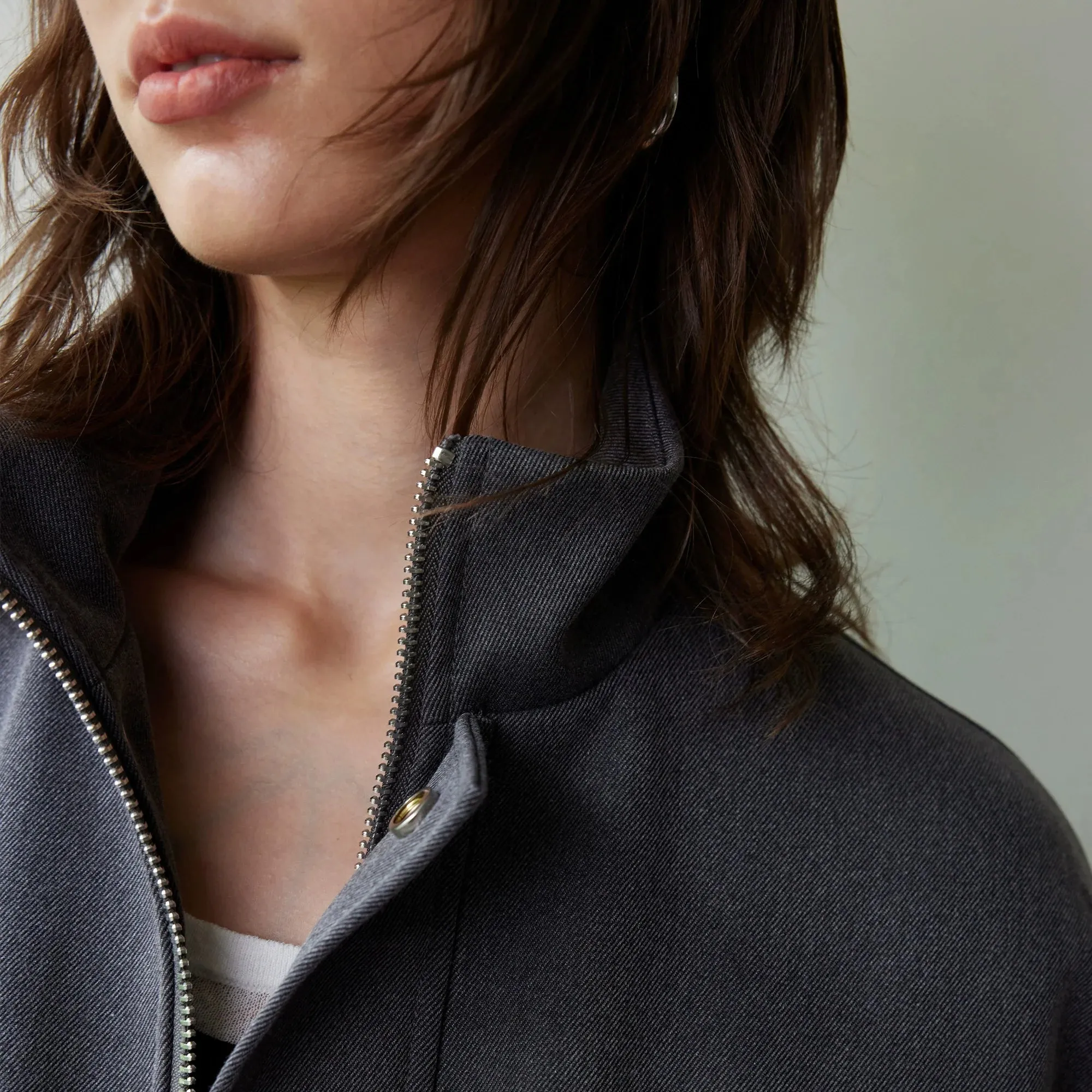 Oversized Grey Zip-Up Jacket