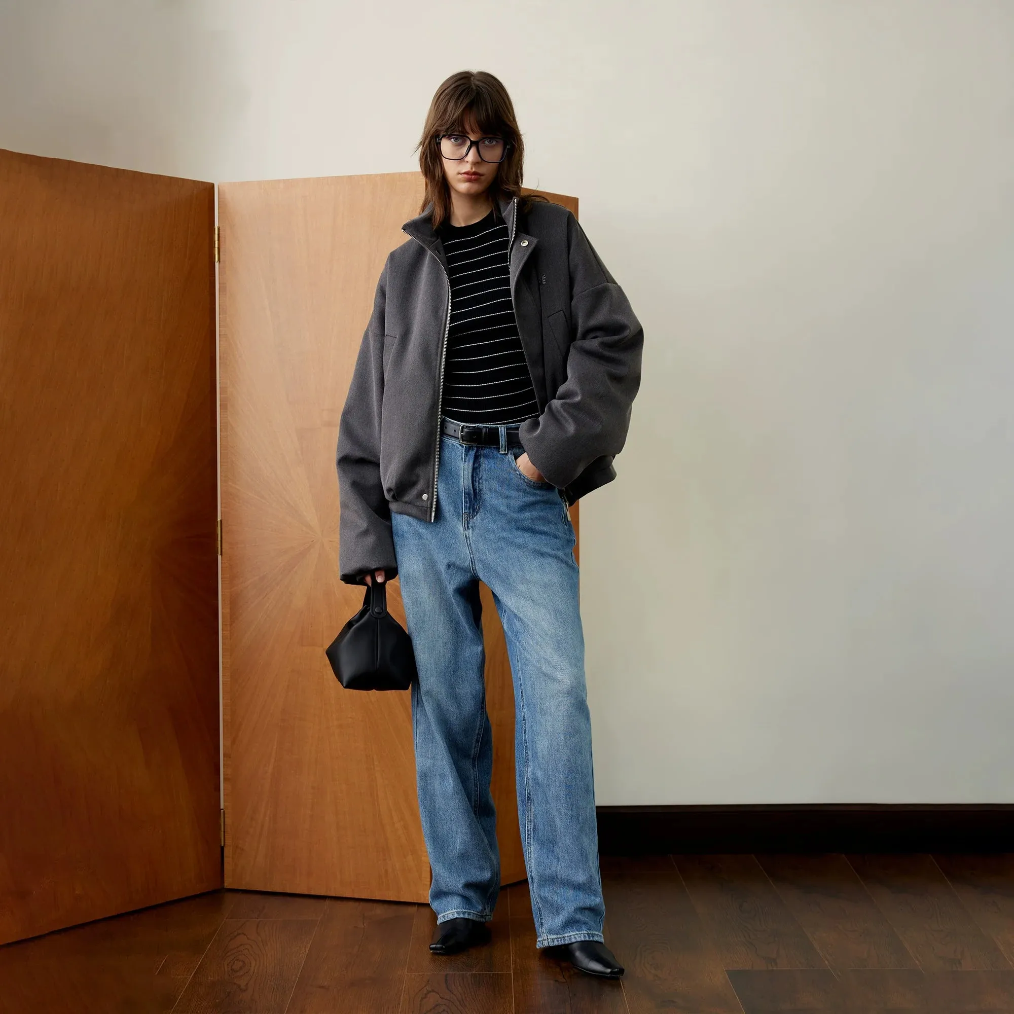 Oversized Grey Zip-Up Jacket