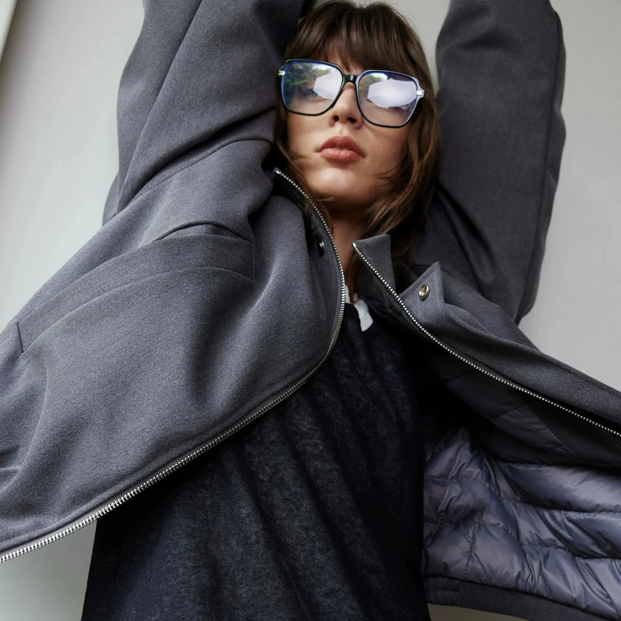 Oversized Grey Zip-Up Jacket