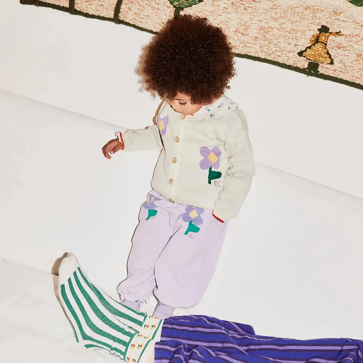 Pansy Flowers Woven Paperbag Pants aus 100% Bio-Baumwolle GOTS