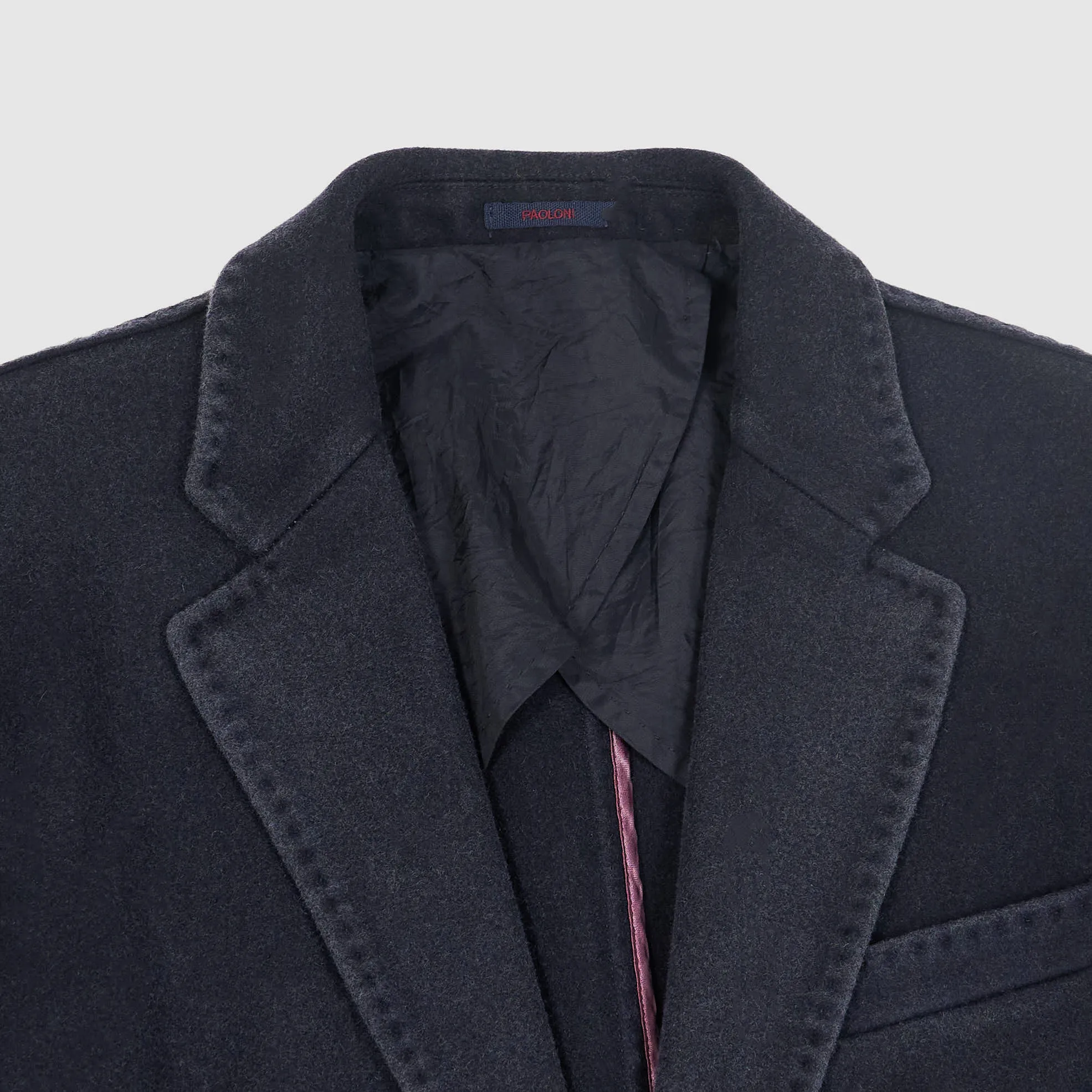 Paoloni Classic Medium Length Vintage Washed Wool Coat