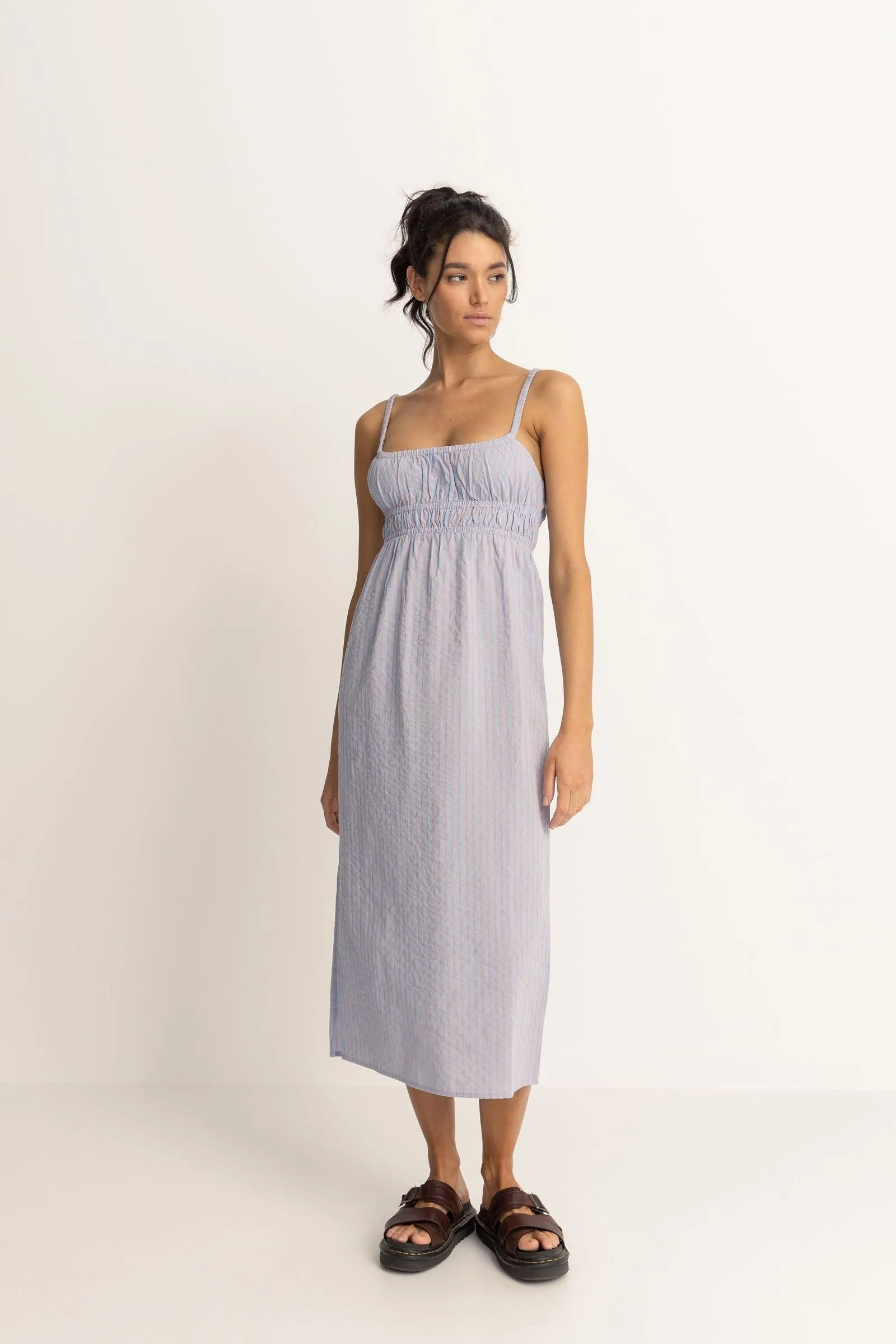 PARADISO BABYDOLL MIDI DRESS - SOFT BLUE