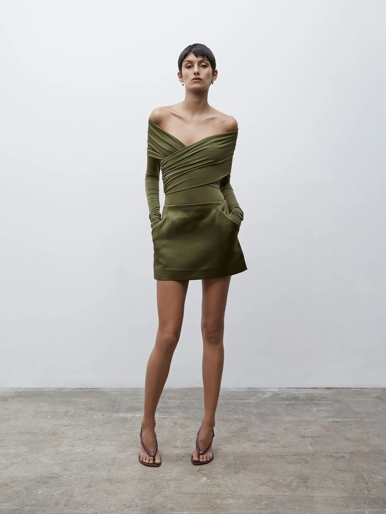 Paris Georgia Cass Mini Skirt in Olive