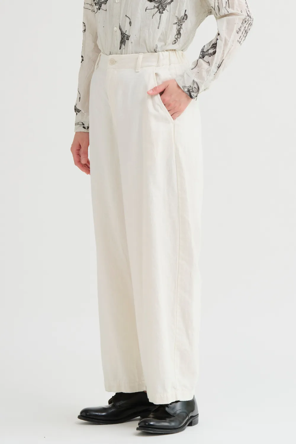 Pas de Calais Cotton Linen Satin Wide Pants