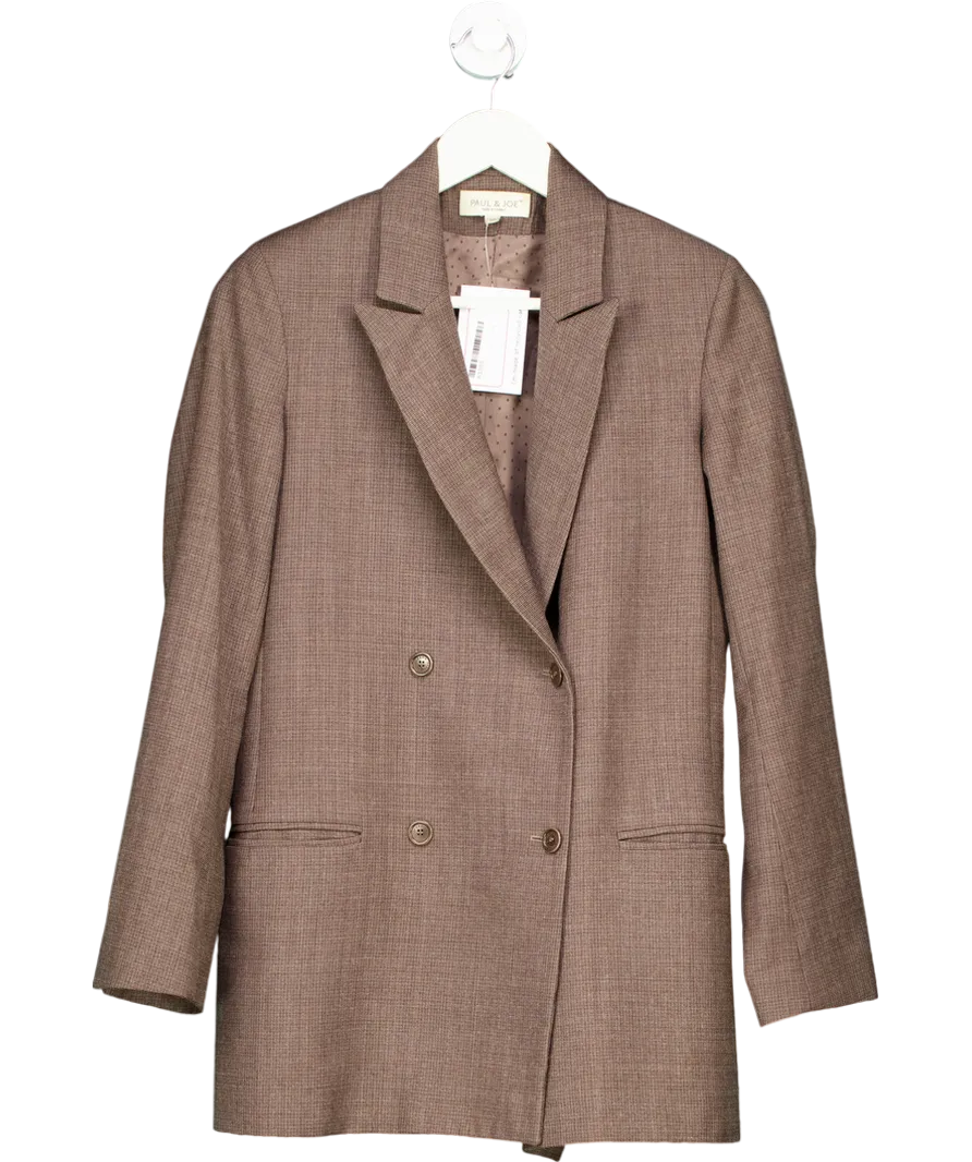Paul & Joe Brown Wool Jacket With Fine Stripes UK 10