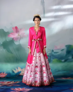 Pichwai : Gomti Leela - Fuchsia/Beige