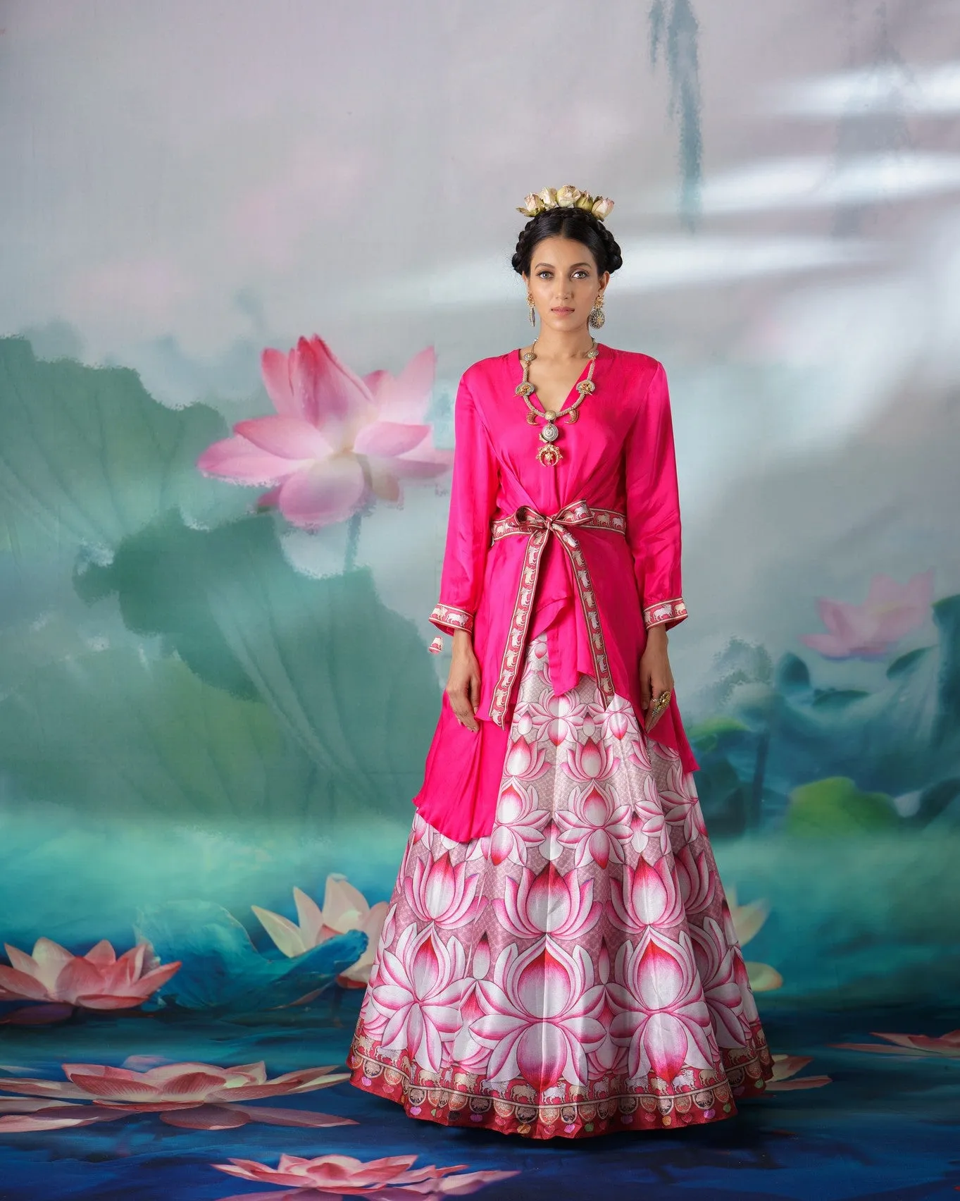 Pichwai : Gomti Leela - Fuchsia/Beige