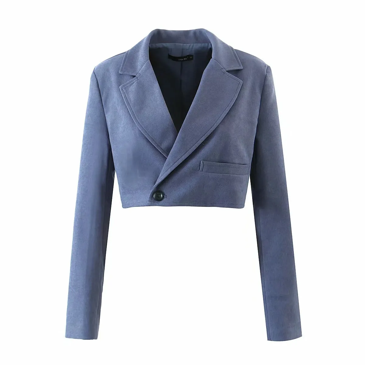 Pile Collar Lapel Blazer Skirt Two-piece Set Green