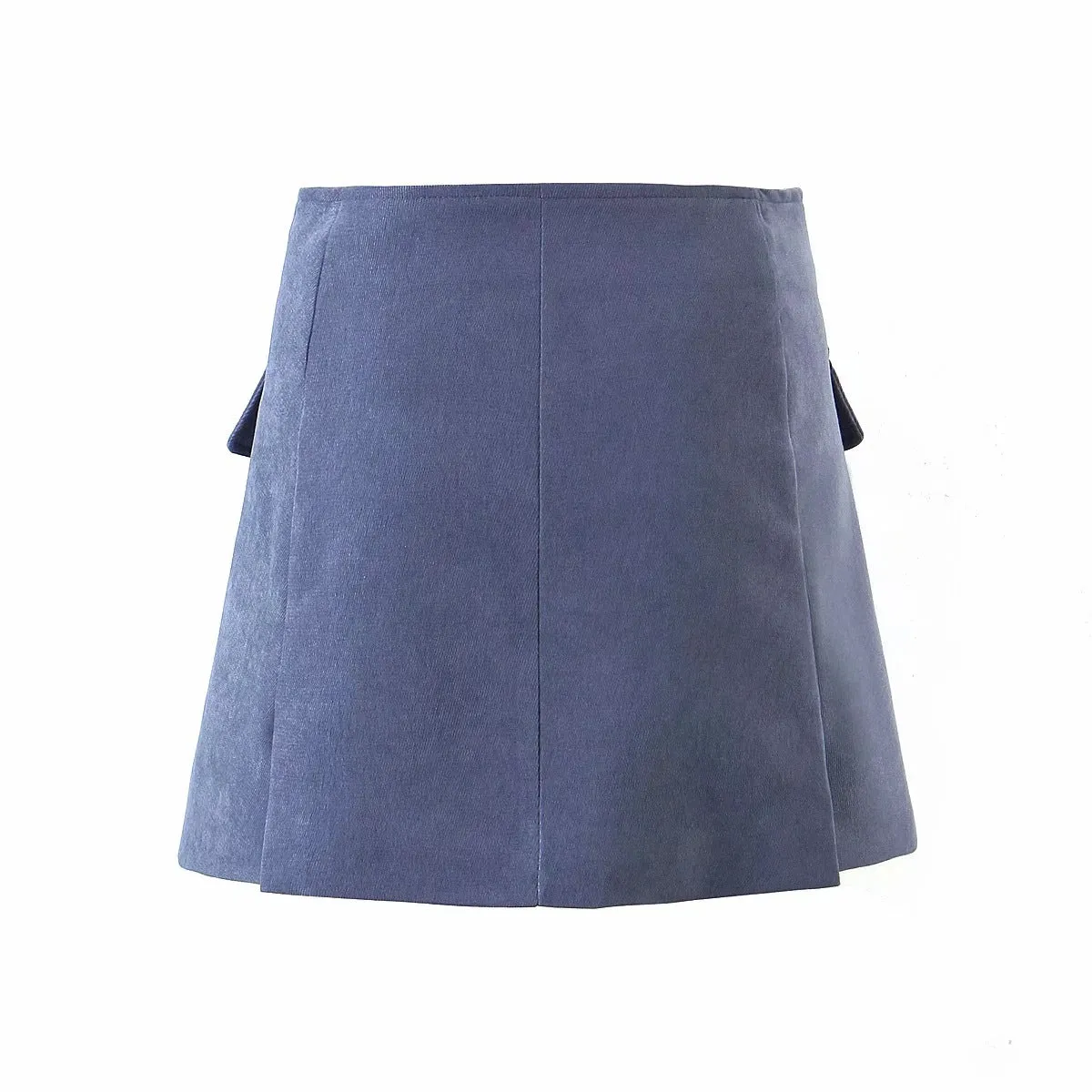 Pile Collar Lapel Blazer Skirt Two-piece Set Green