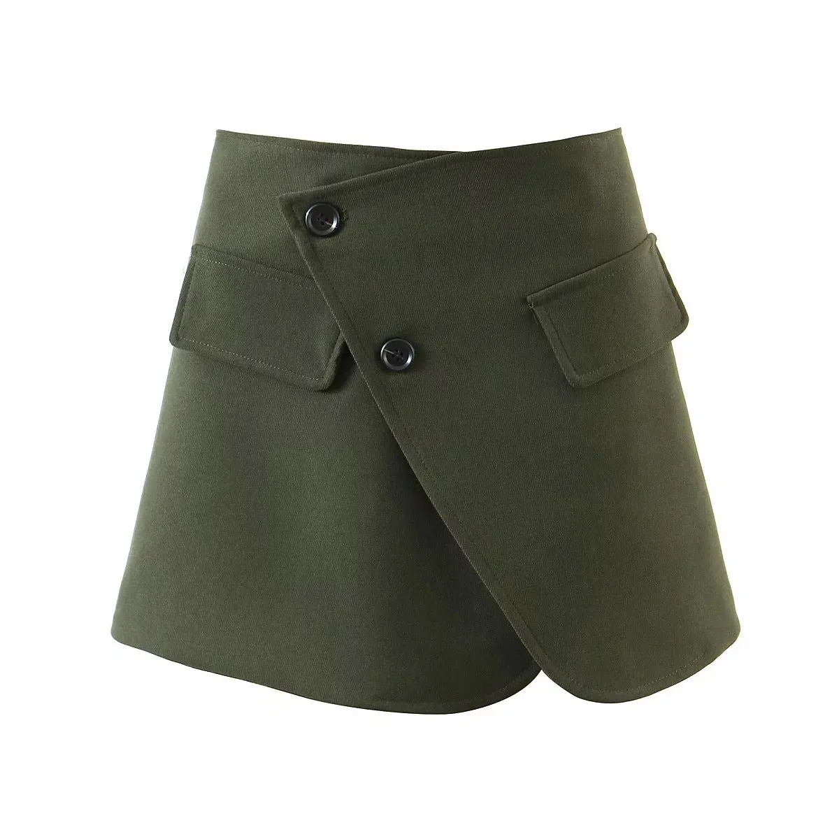 Pile Collar Lapel Blazer Skirt Two-piece Set Green