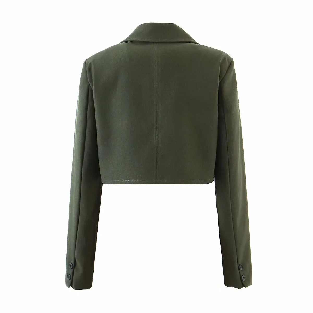 Pile Collar Lapel Blazer Skirt Two-piece Set Green