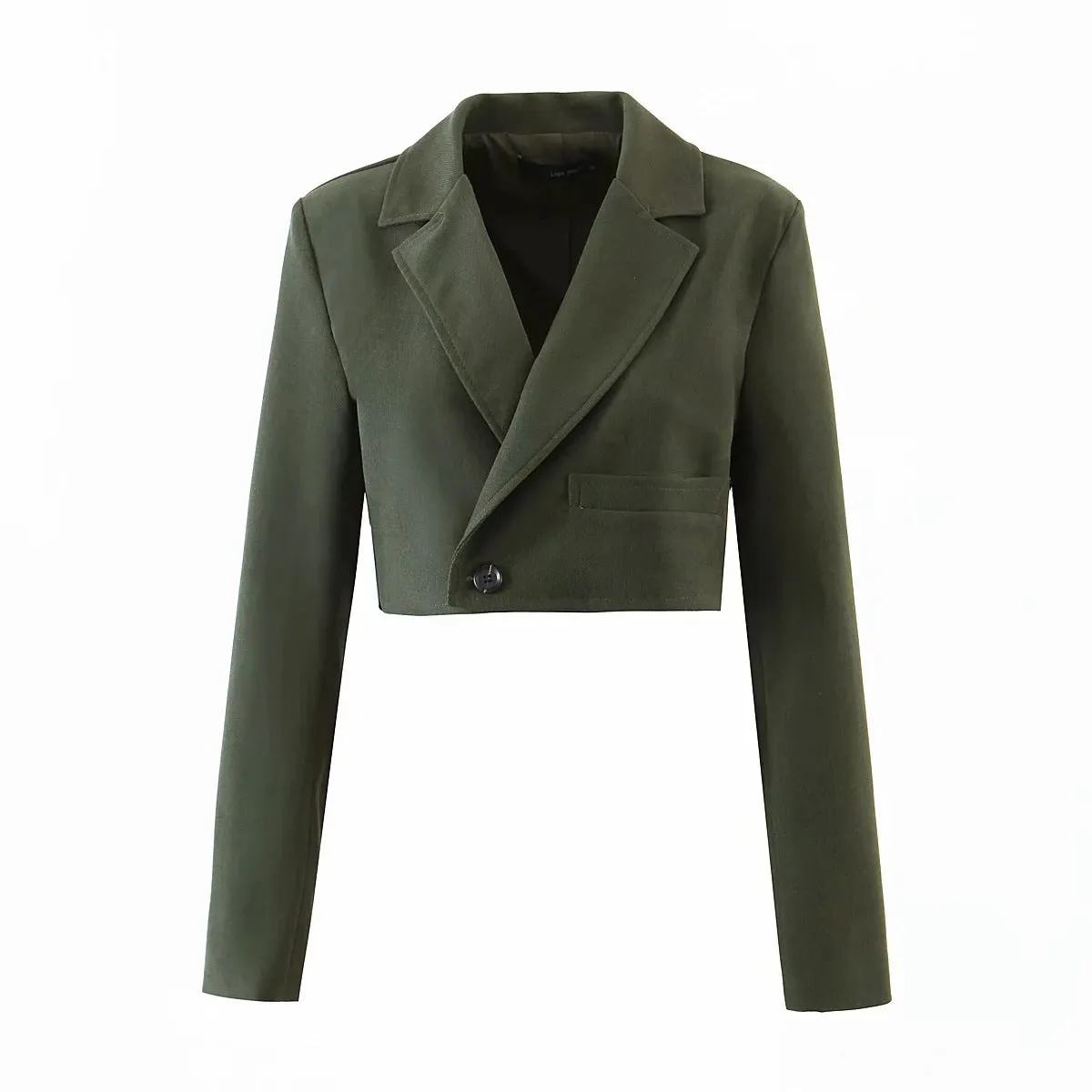 Pile Collar Lapel Blazer Skirt Two-piece Set Green