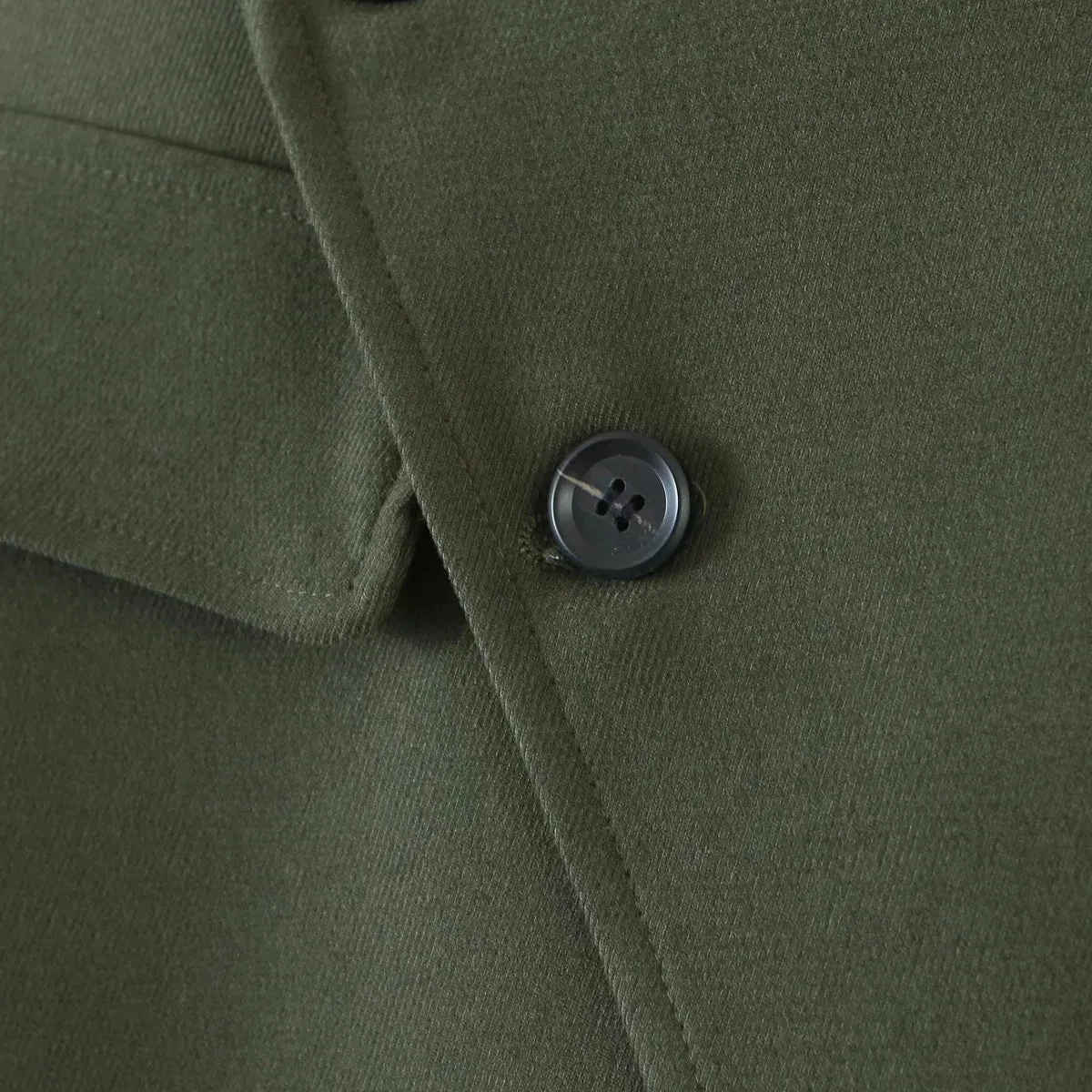 Pile Collar Lapel Blazer Skirt Two-piece Set Green