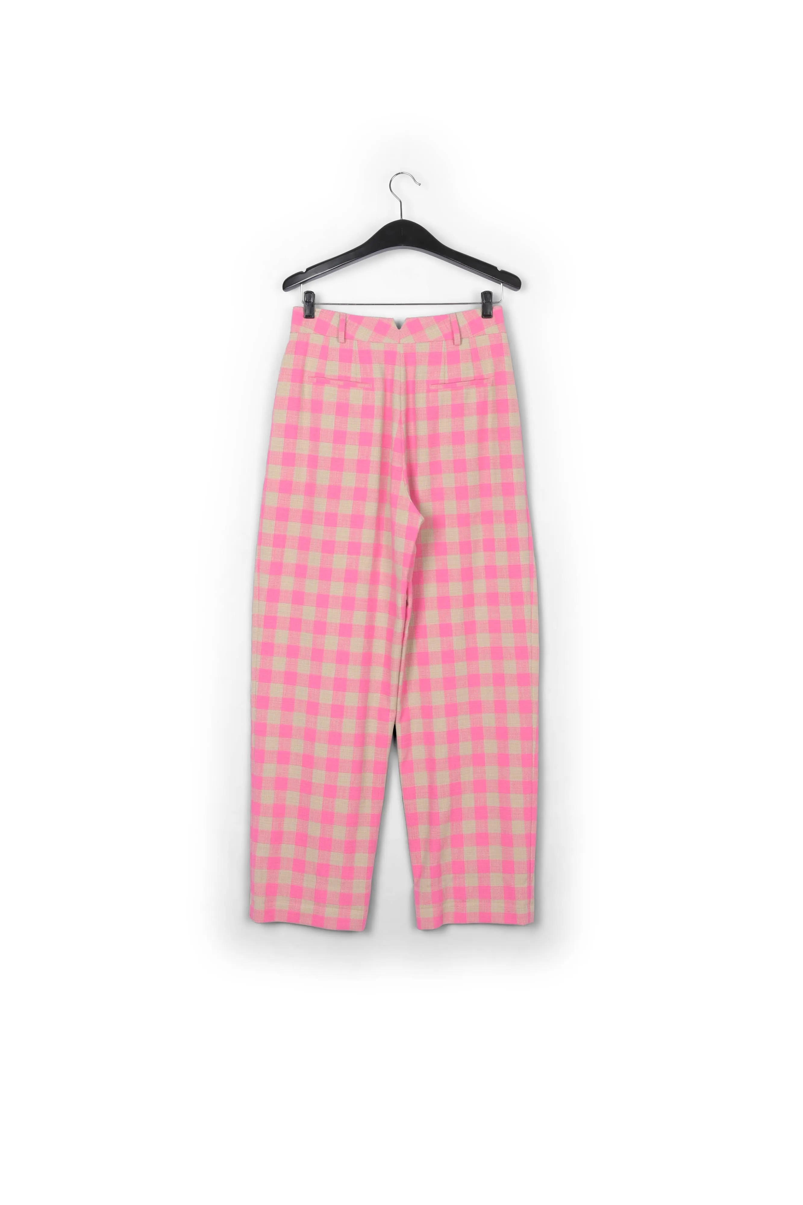 Pink checkered relaxed-fit pants