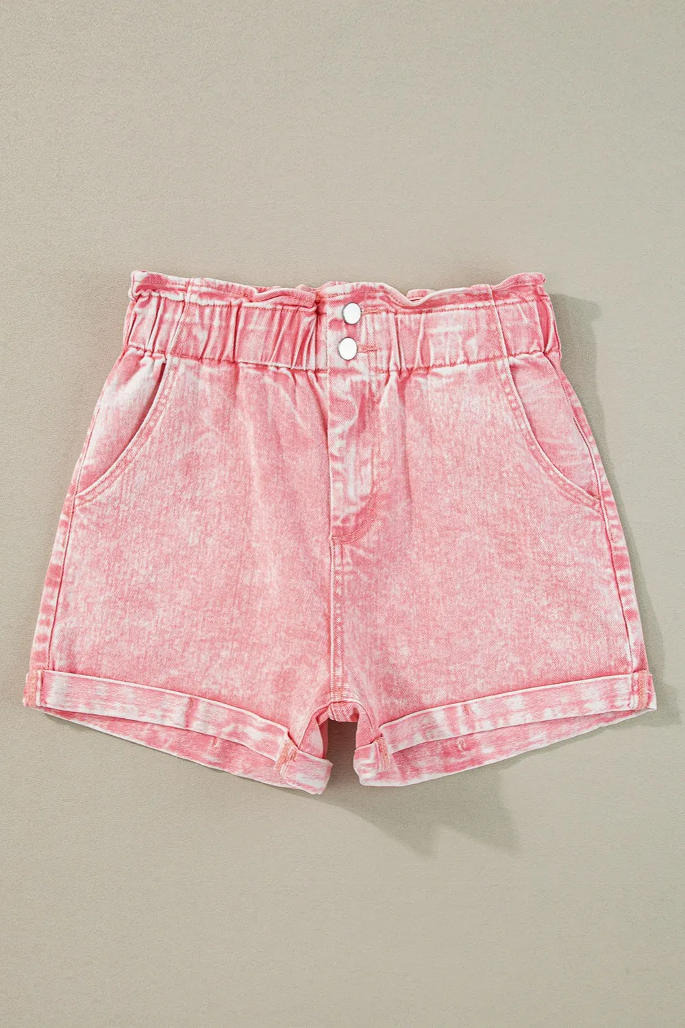 Pink Denim High-Waisted Shorts