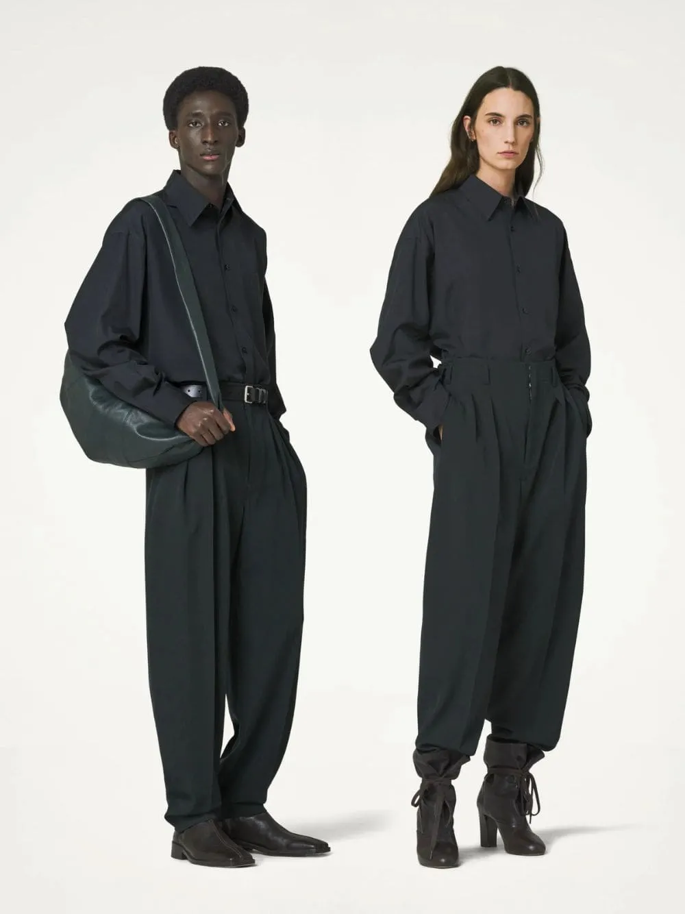 Pleated Tapered Wool Pants