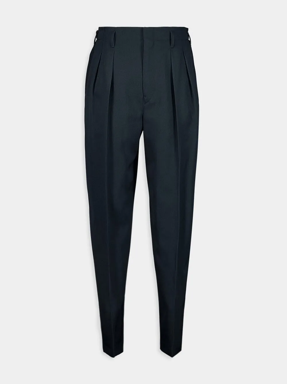 Pleated Tapered Wool Pants