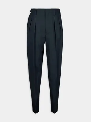 Pleated Tapered Wool Pants
