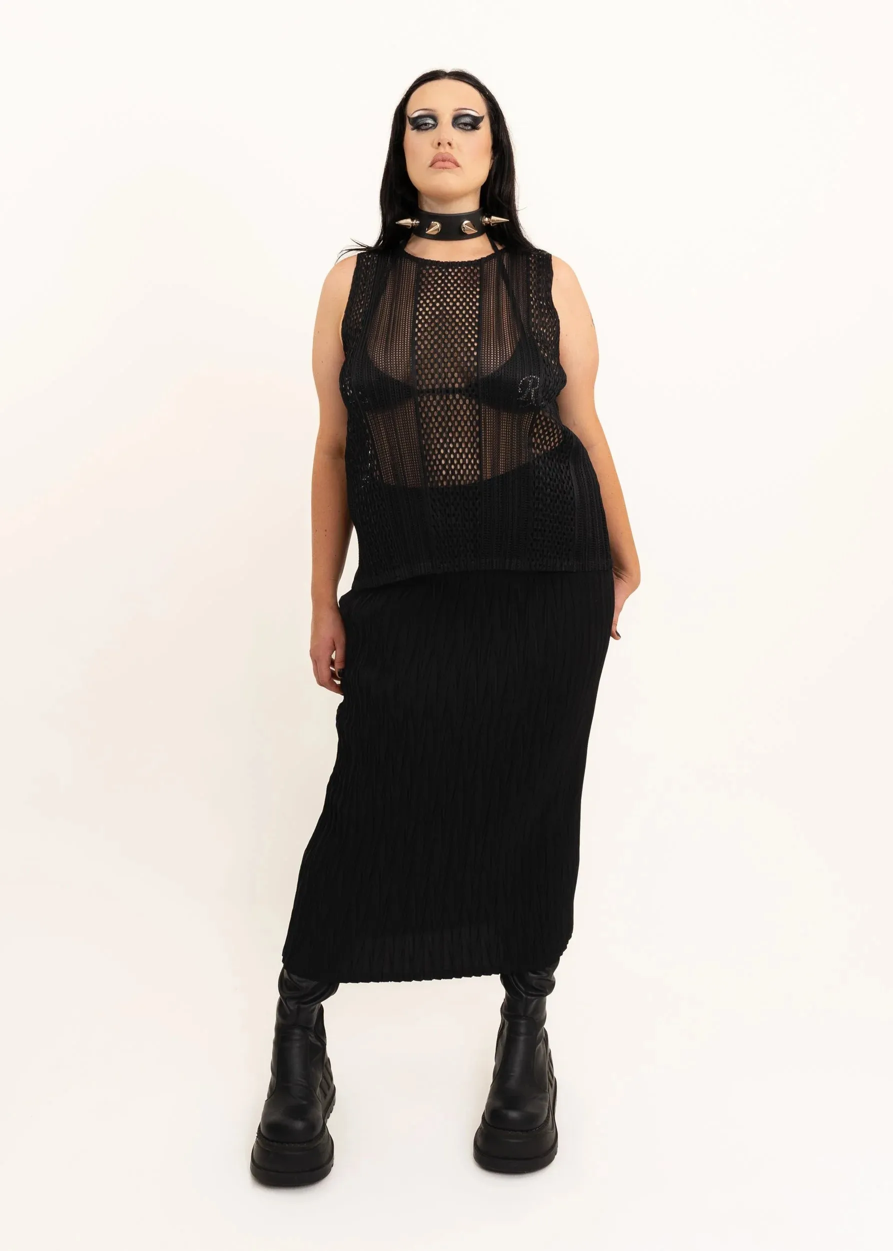 Plissé maxi skirt