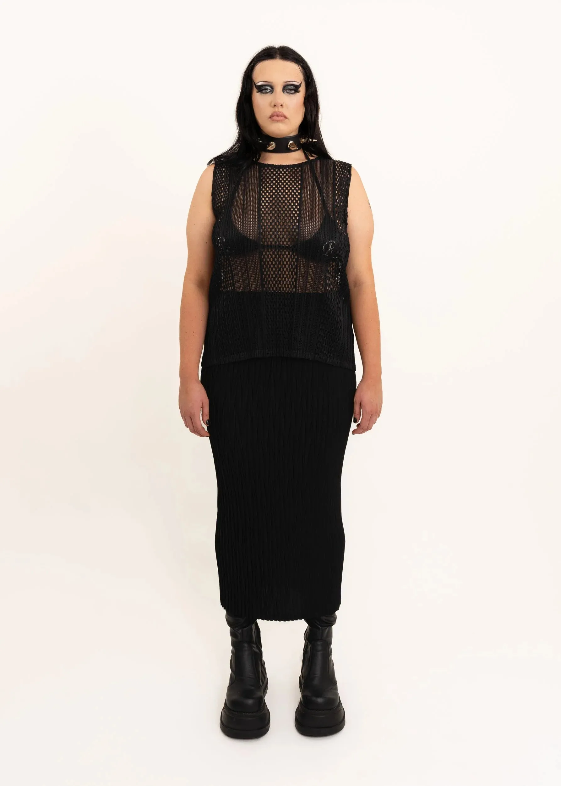 Plissé maxi skirt