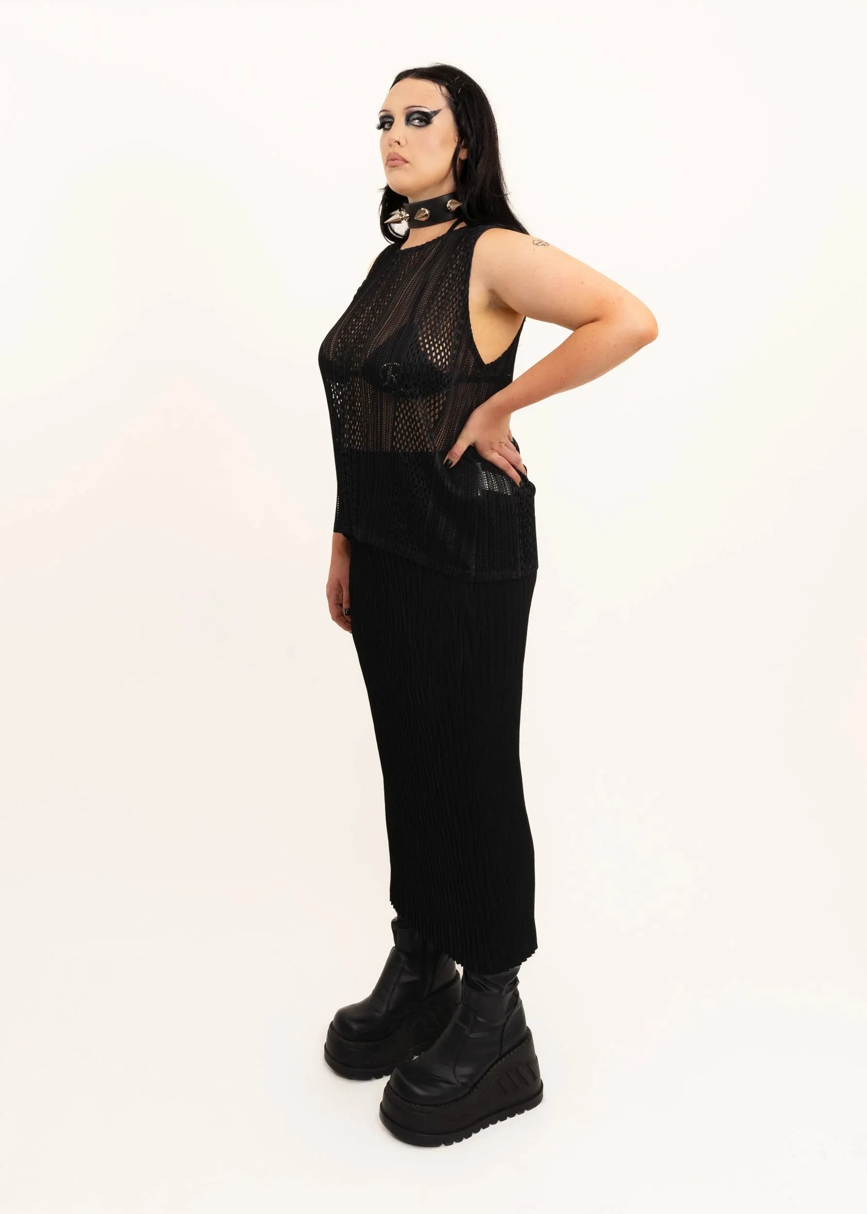 Plissé maxi skirt