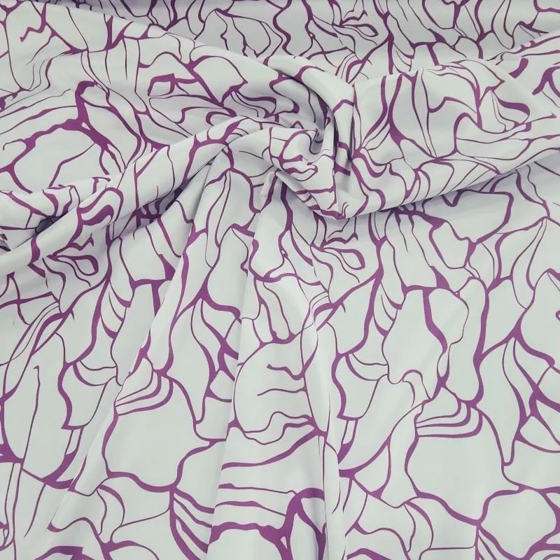 Printed Abstract Milano Satin Fabric Purple 150 cm