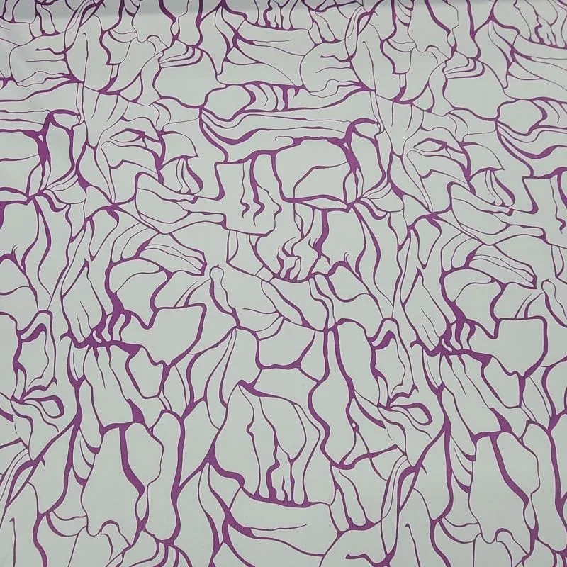 Printed Abstract Milano Satin Fabric Purple 150 cm