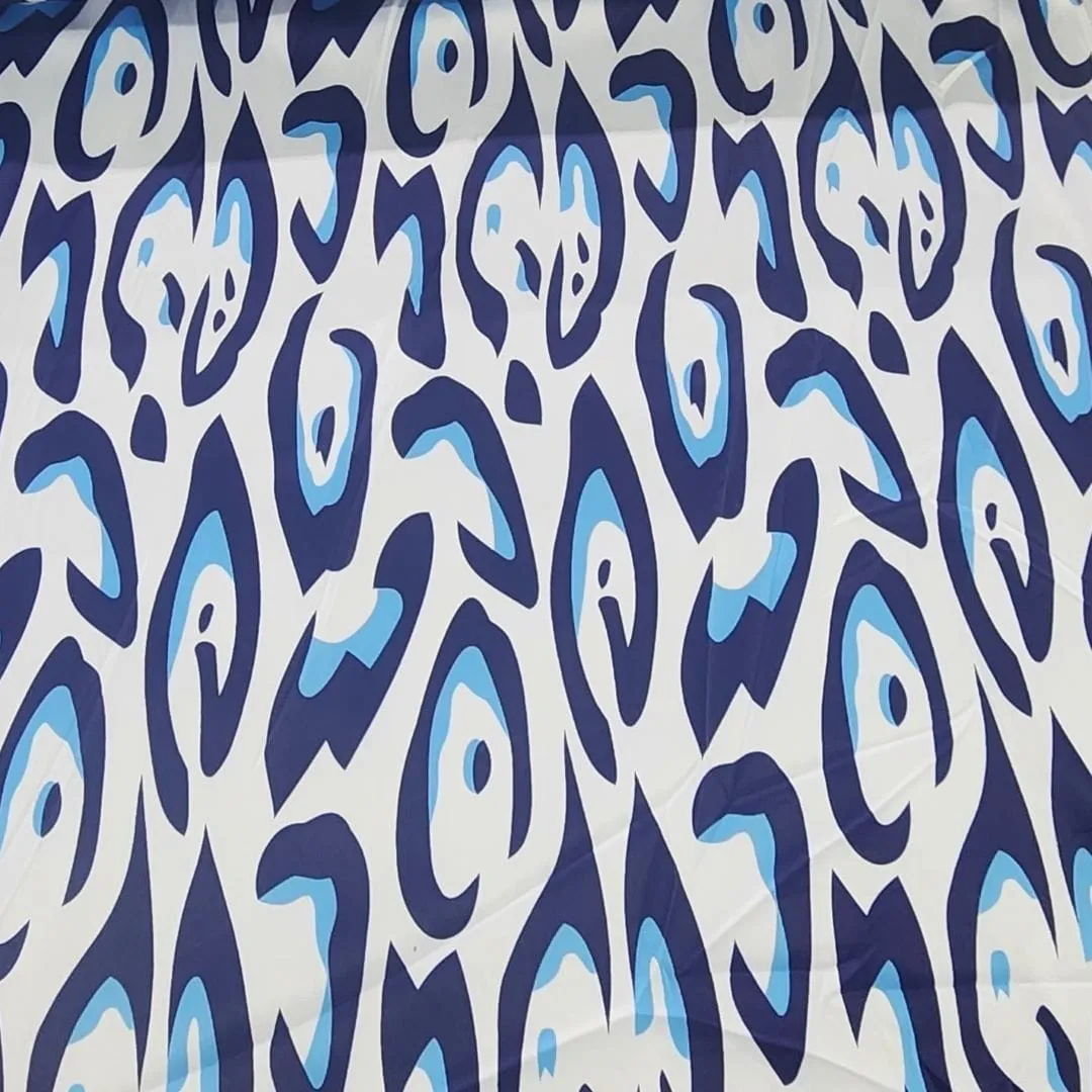 Printed Milano Satin Leopard Fabric Blue 150 cm