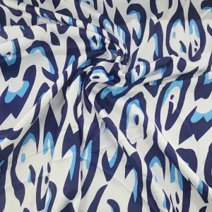 Printed Milano Satin Leopard Fabric Blue 150 cm