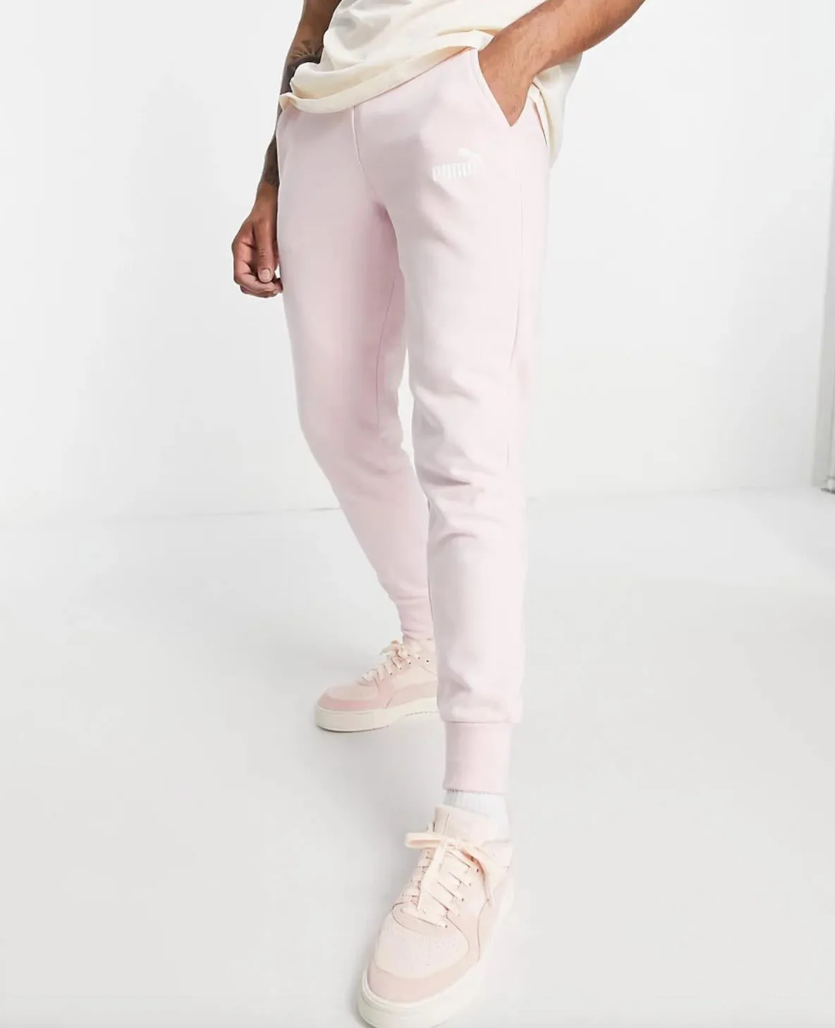 PUMA Mens Pink Small Logo Trackies Size M (New)