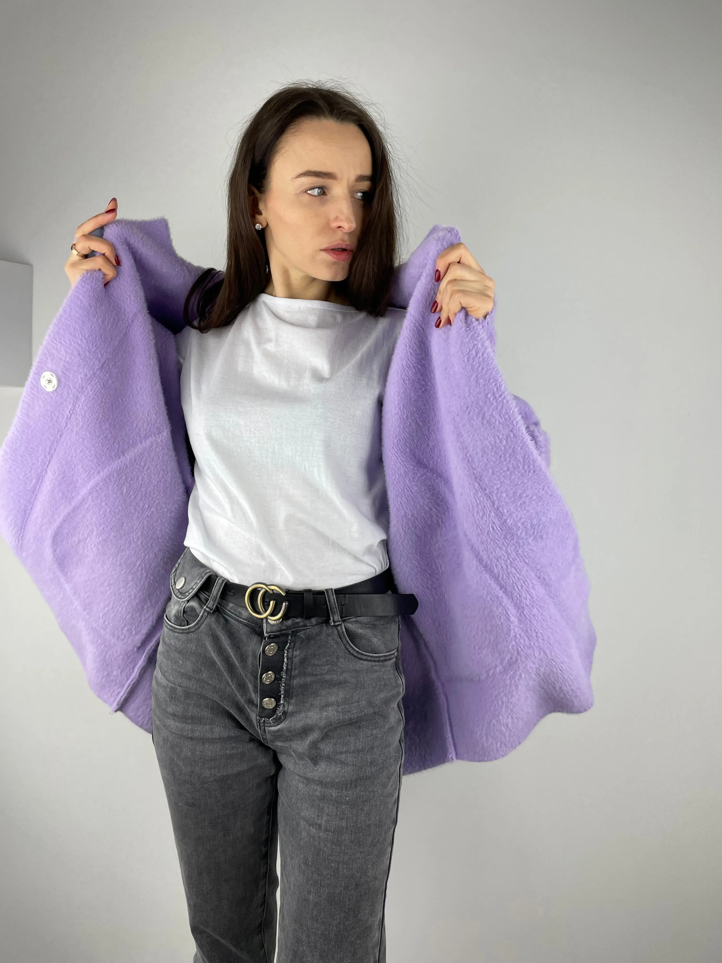 Purple alpaca coat