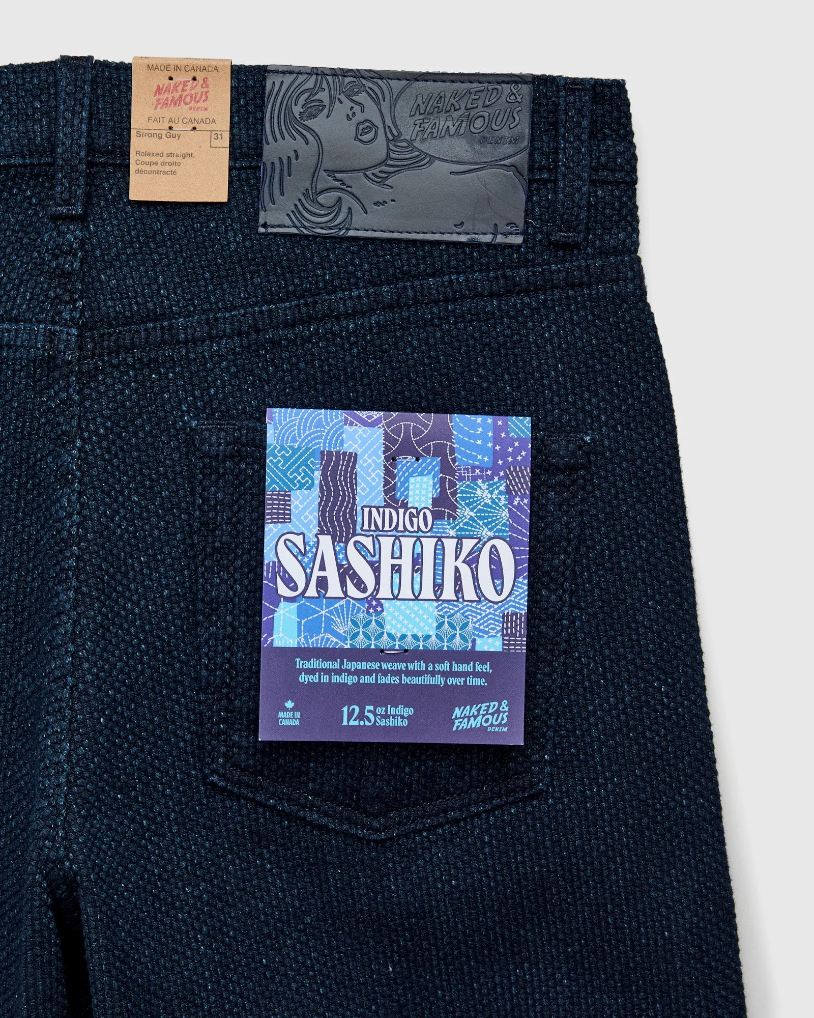 "Indigo Sashiko" 12.5oz Jacquard Denim - Strong Guy Fit