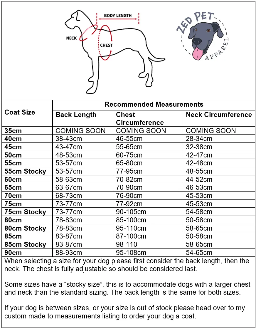 Ready Made Dog Coat - XL (70 and 75cm)