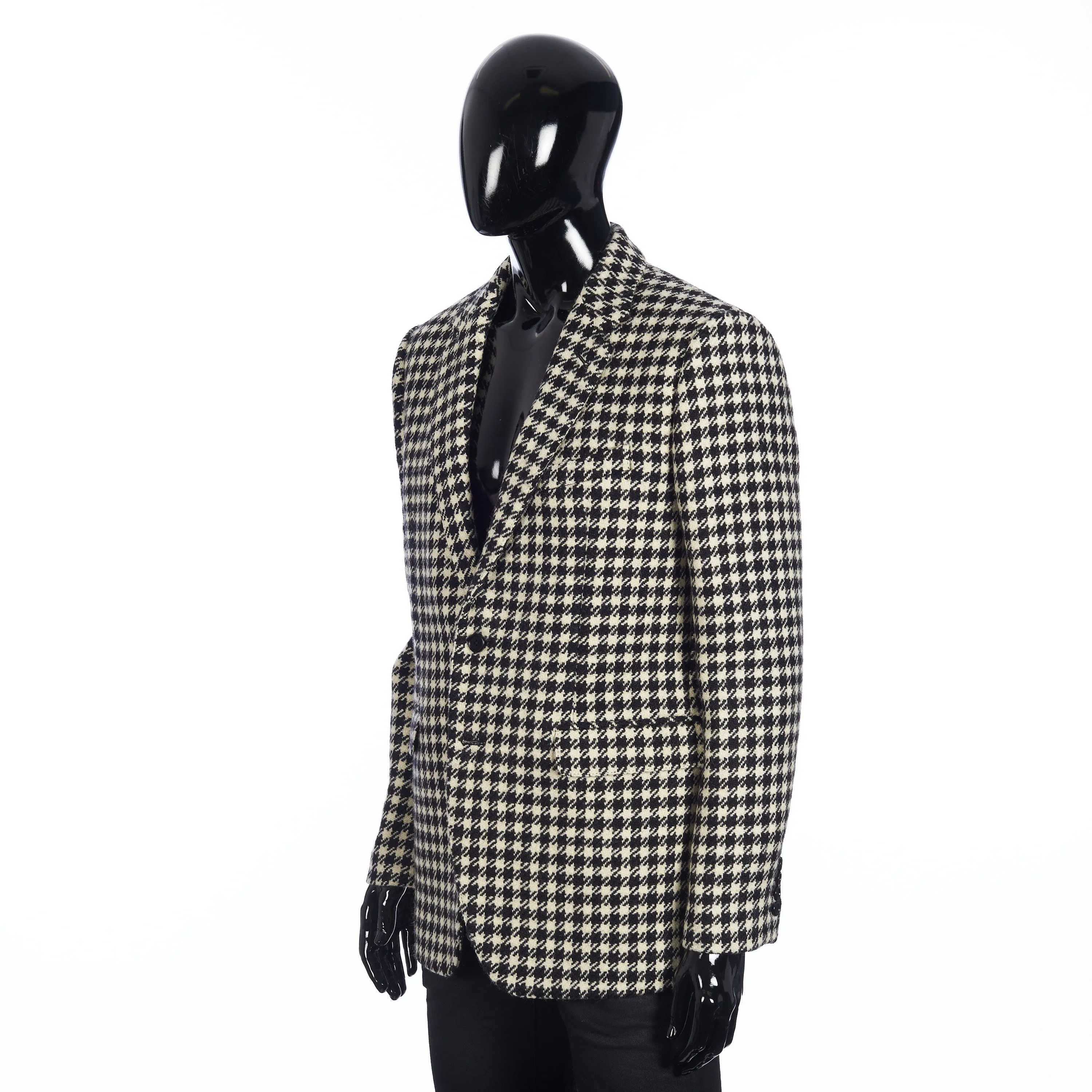 Rectangle Jacket With Straight Collar in Rustic Checked Wool