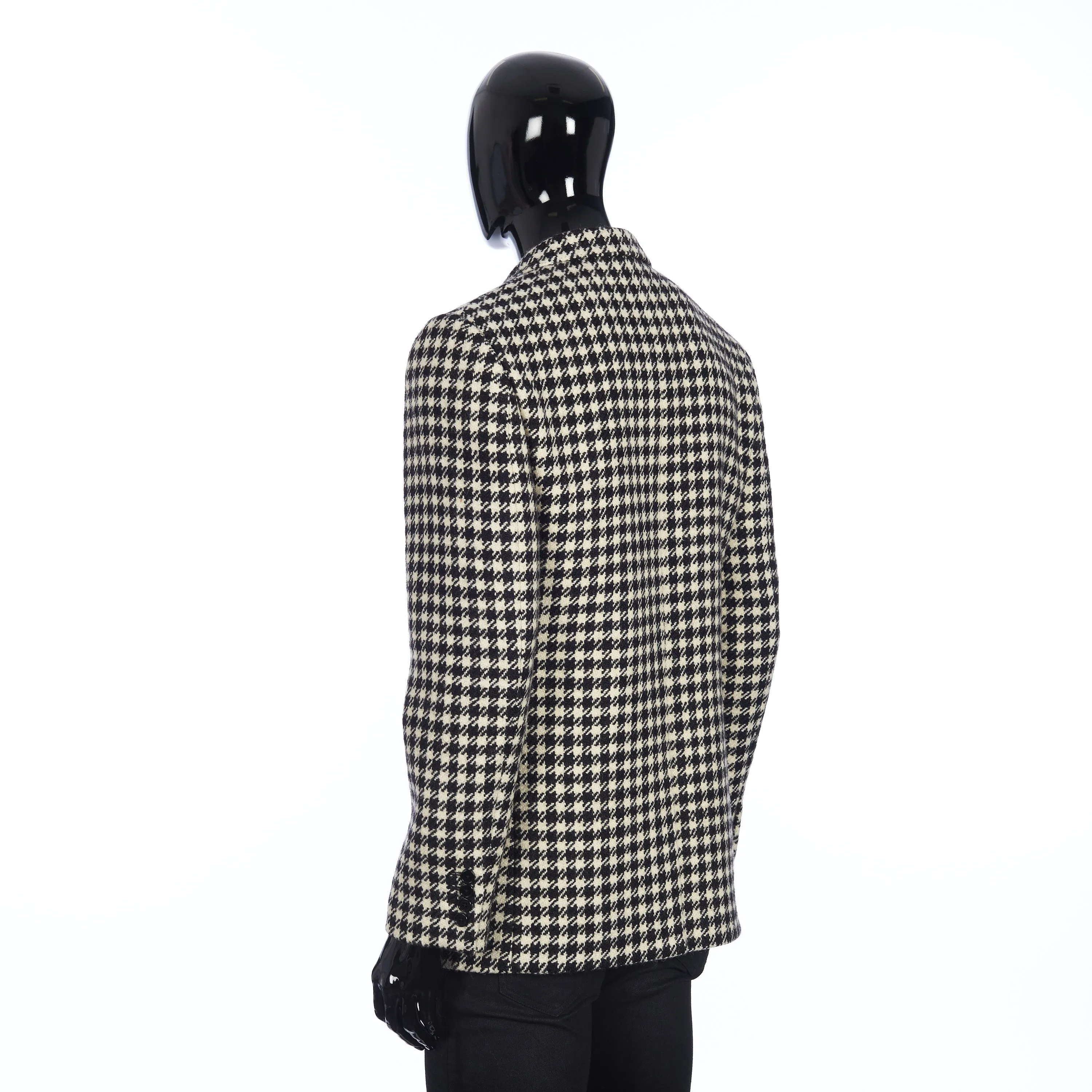 Rectangle Jacket With Straight Collar in Rustic Checked Wool