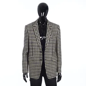 Rectangle Jacket With Straight Collar in Rustic Checked Wool