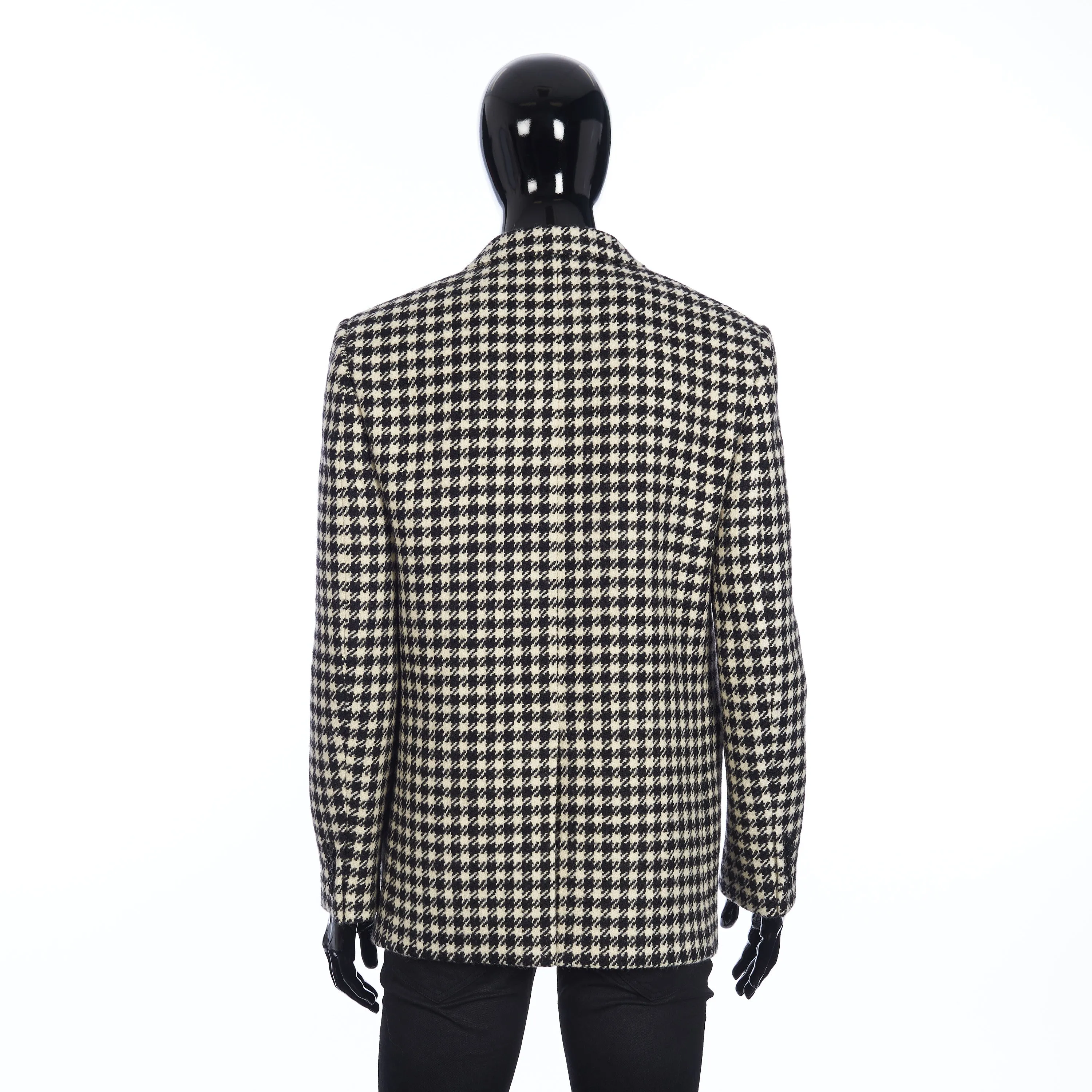 Rectangle Jacket With Straight Collar in Rustic Checked Wool