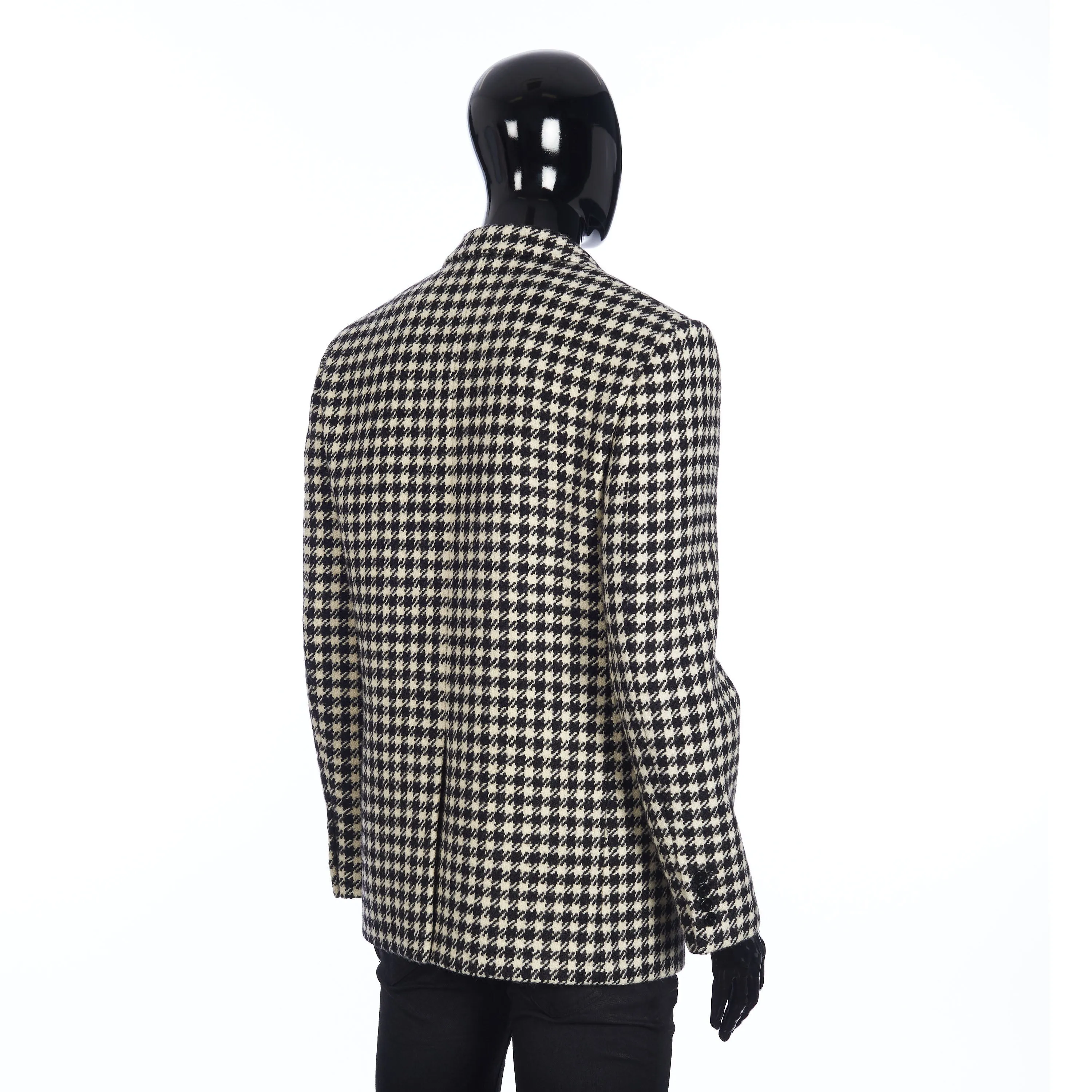 Rectangle Jacket With Straight Collar in Rustic Checked Wool