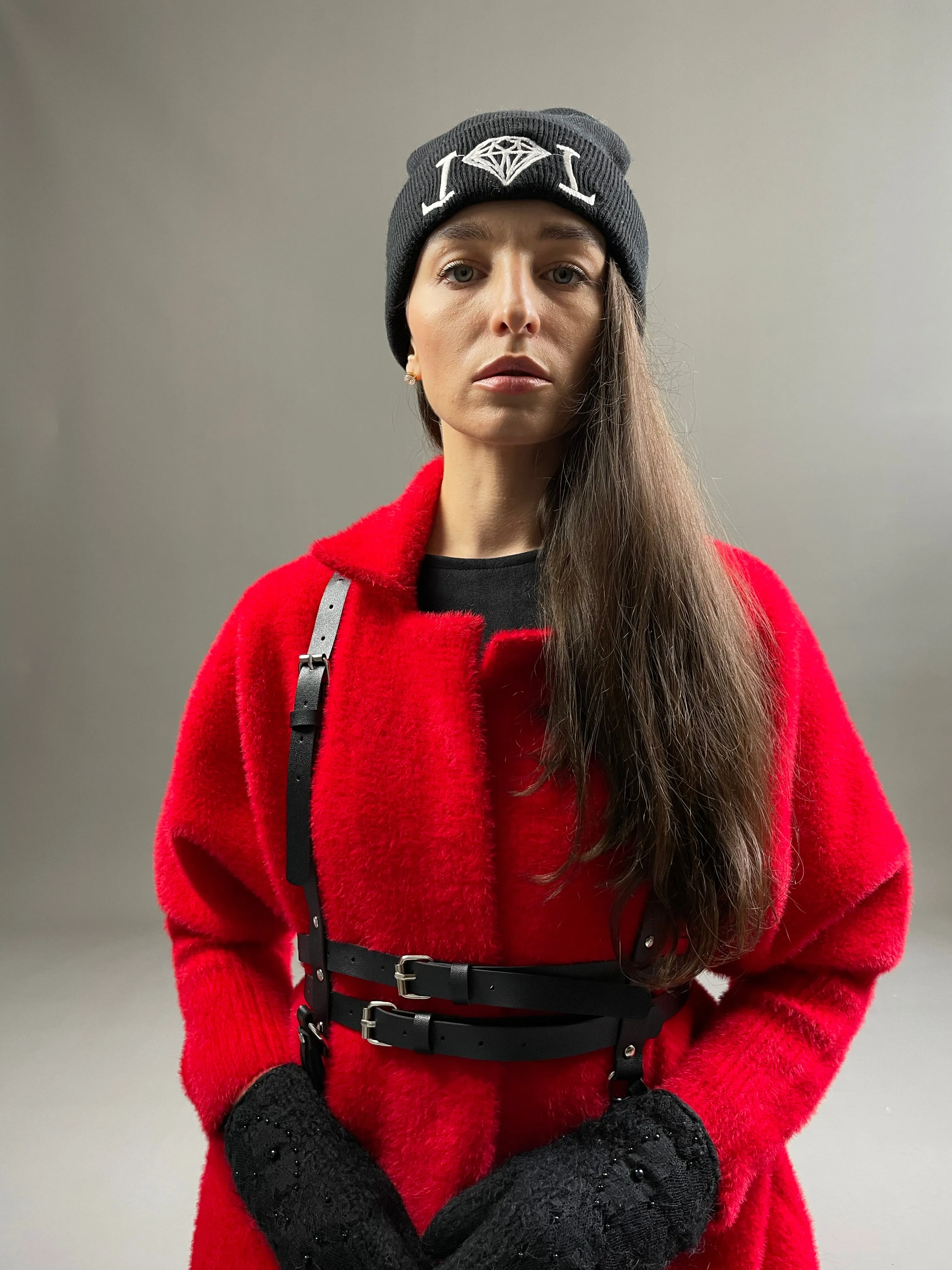 Red alpaca coat