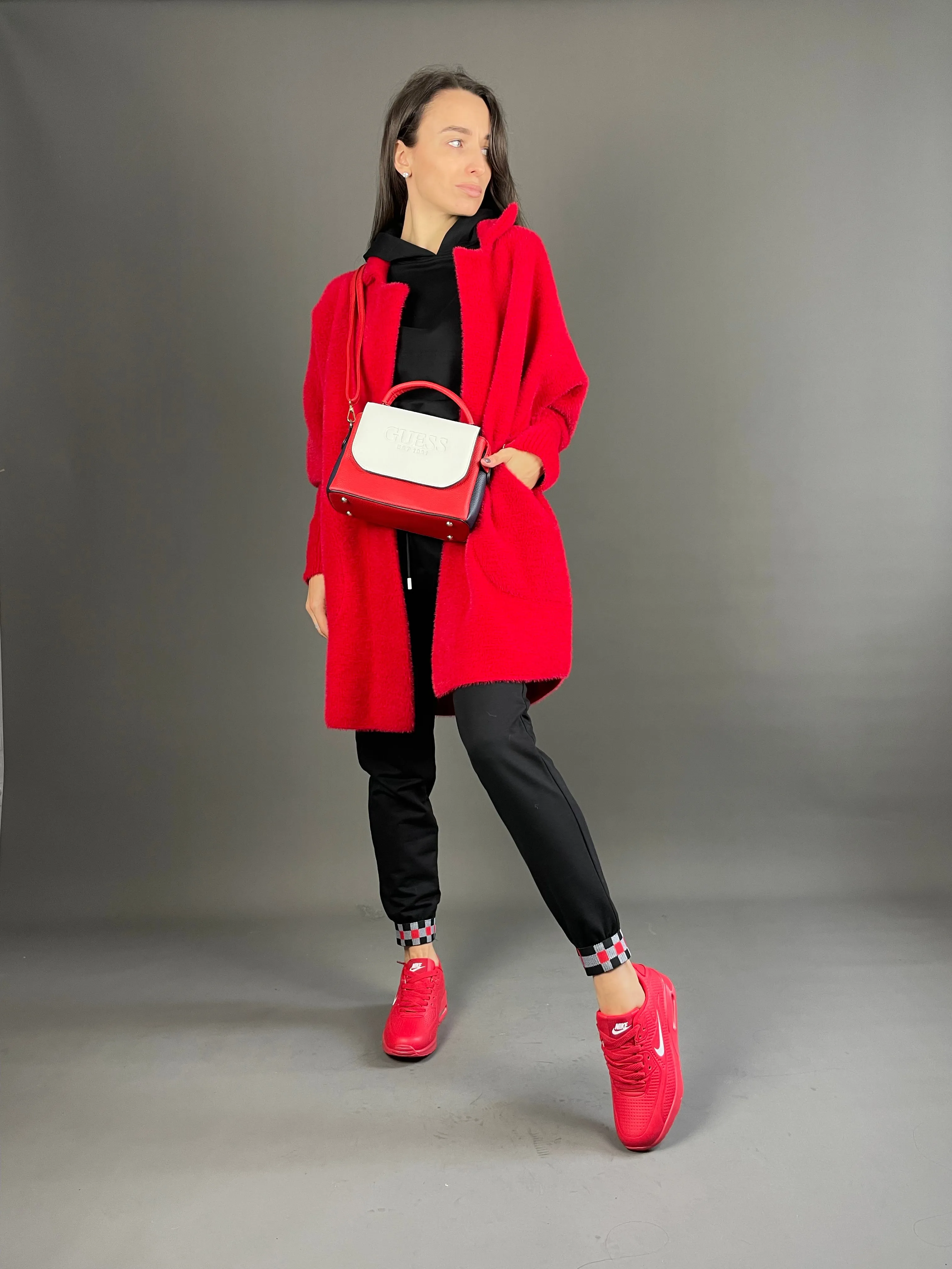 Red alpaca coat