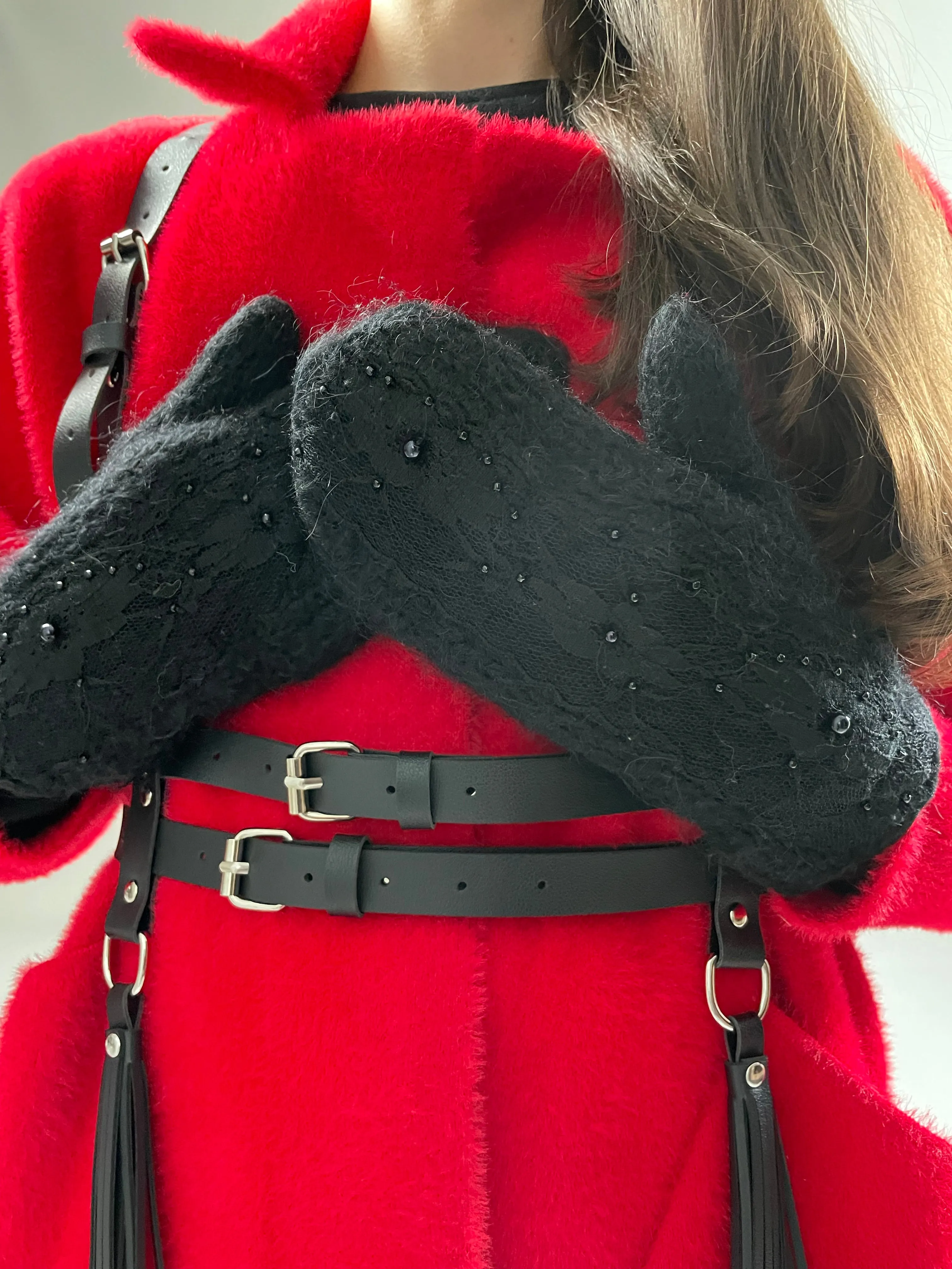 Red alpaca coat