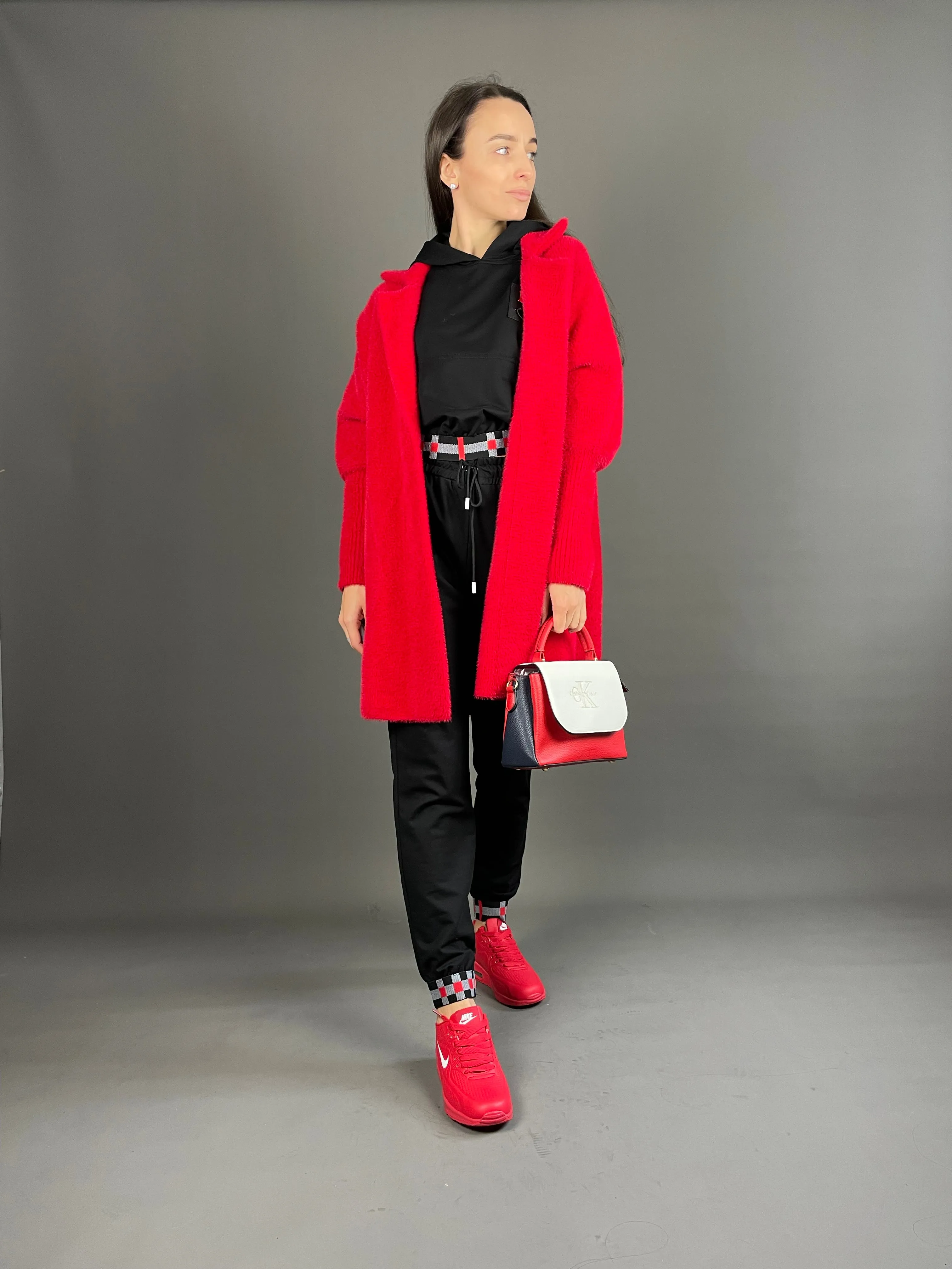 Red alpaca coat