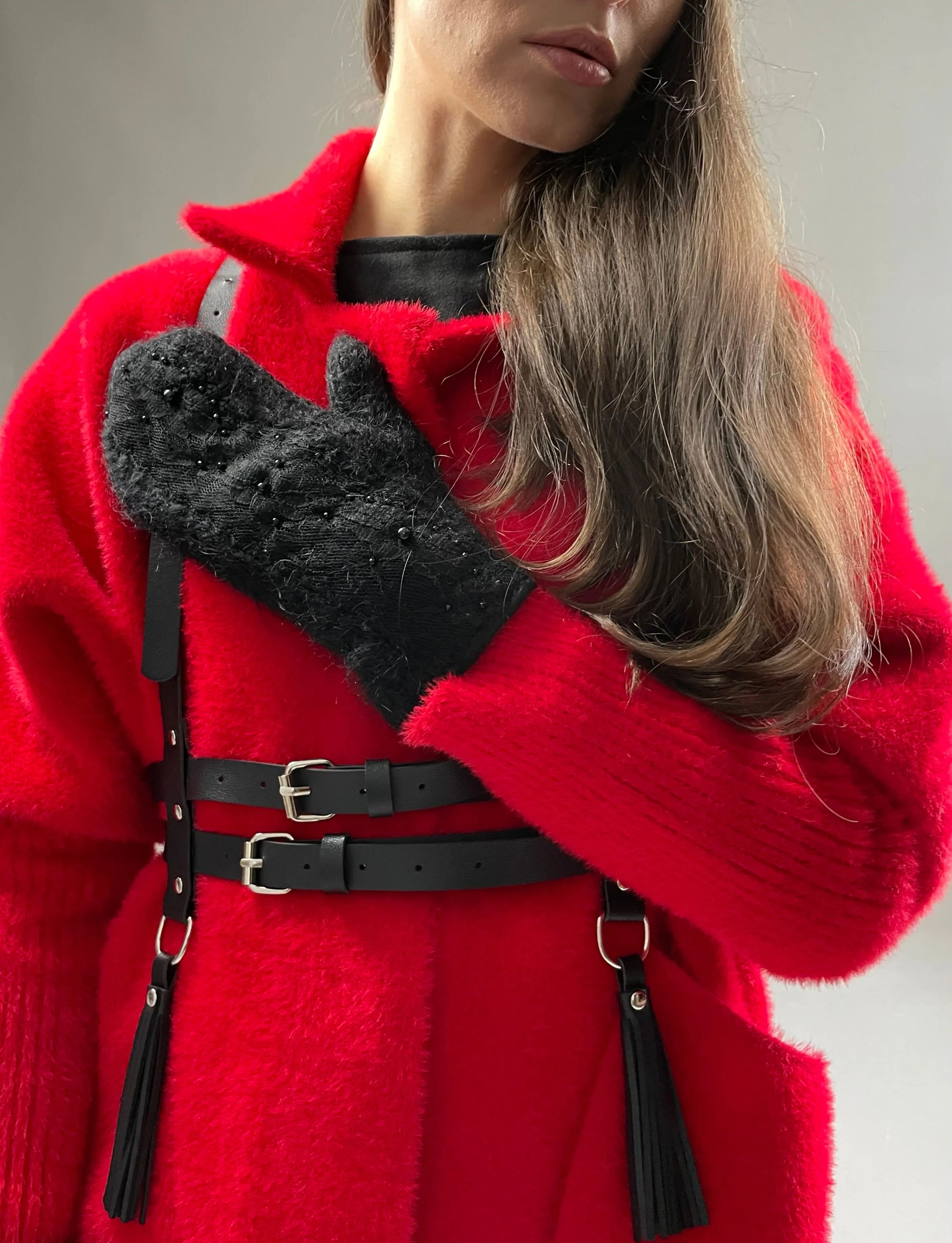 Red alpaca coat