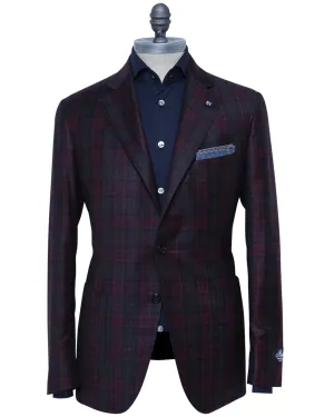 Red and Brown Windowpane Plaid Deconstructed Wool Sportcoat