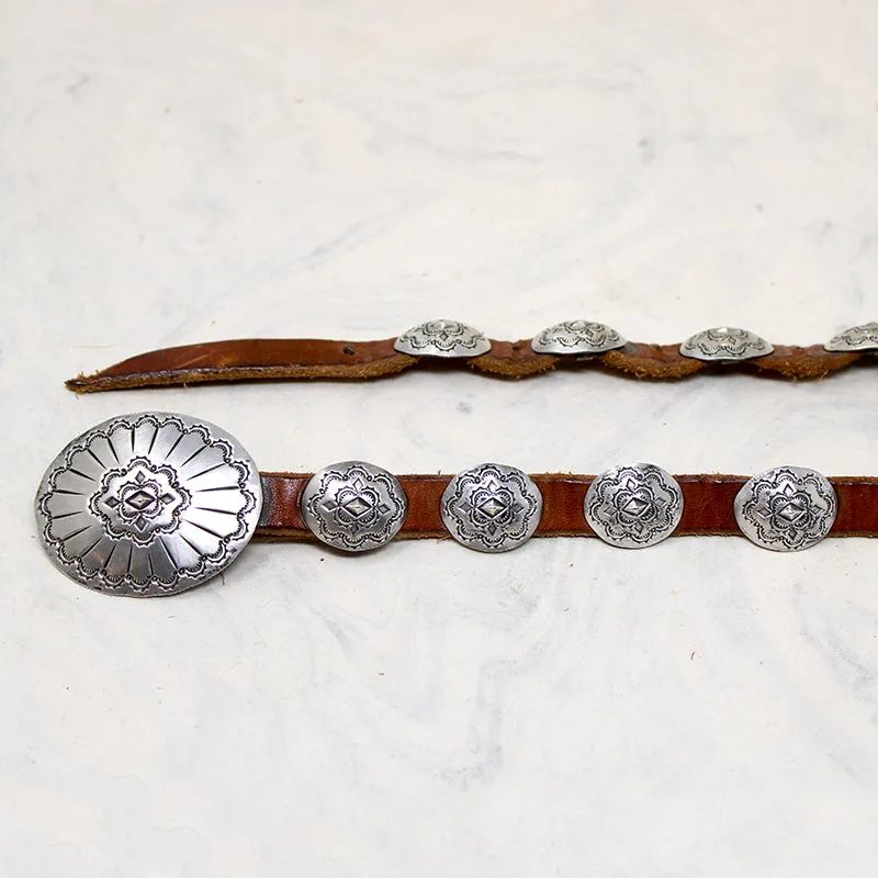 Rocker Stamp Coin Silver Concho Belt